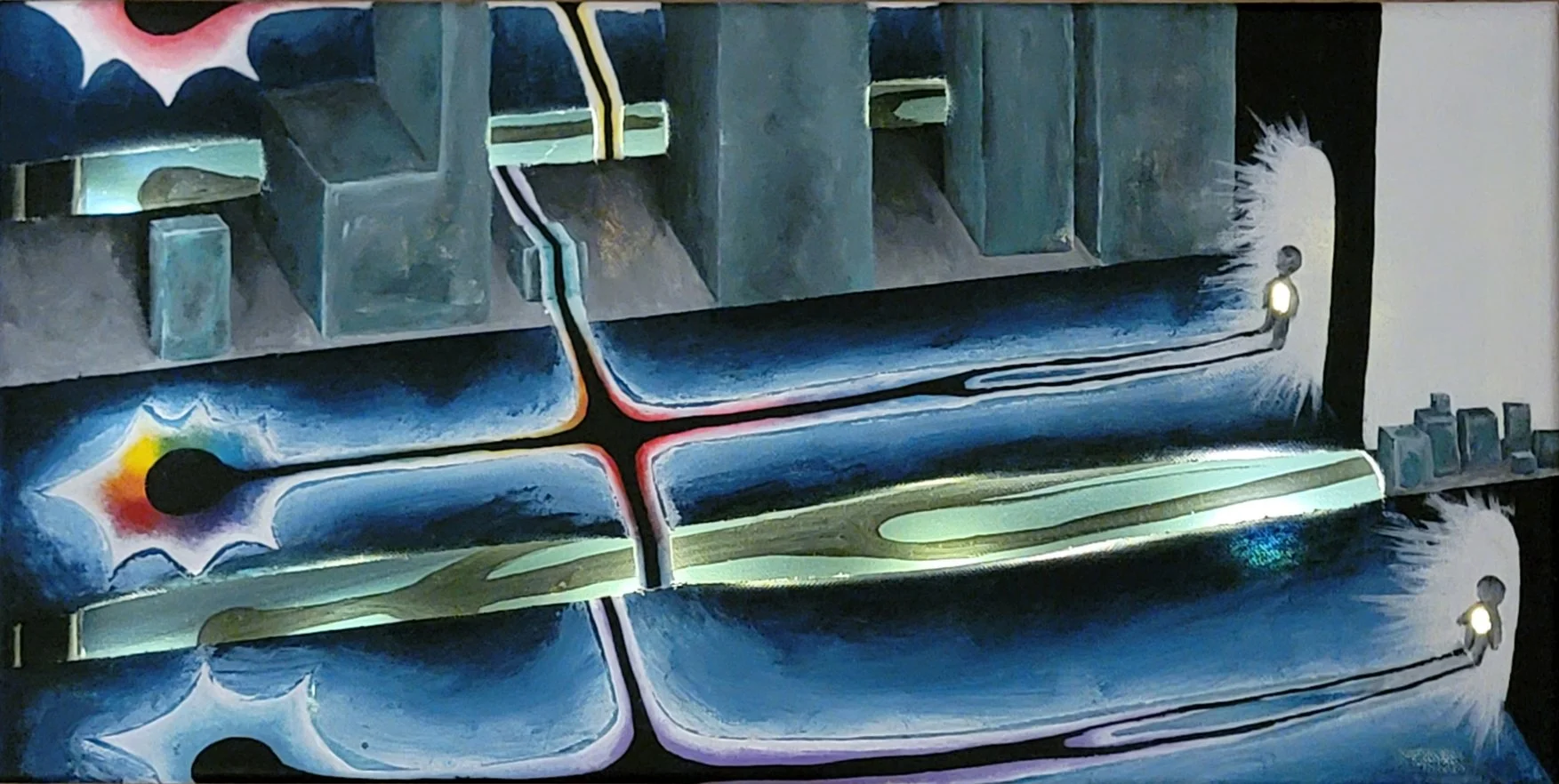 Being, Acrylic, lights (this painting is battery-powered), 20in x 10in