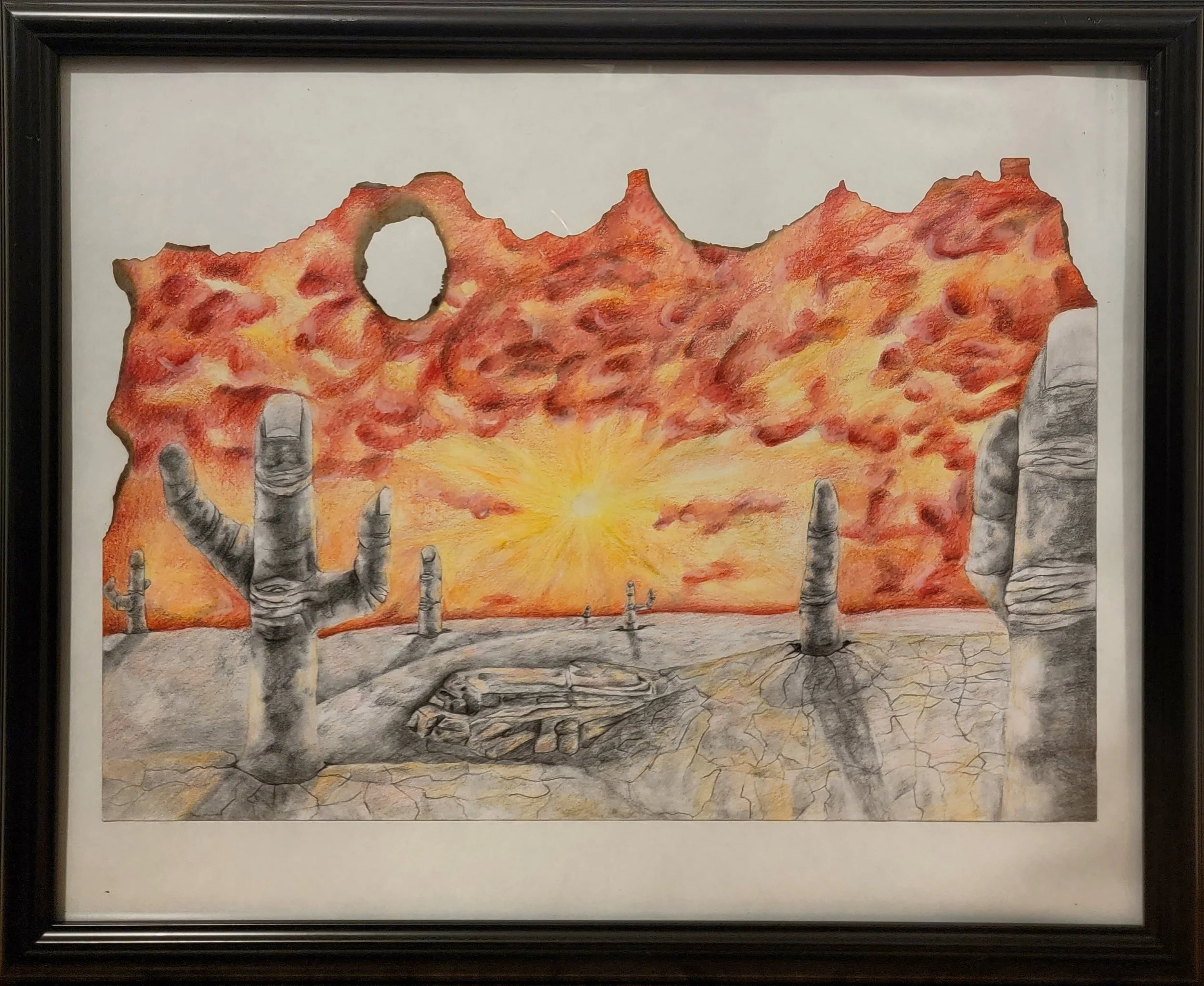 Finger saguaro Cactus, Colored pencile, graphite, 2021