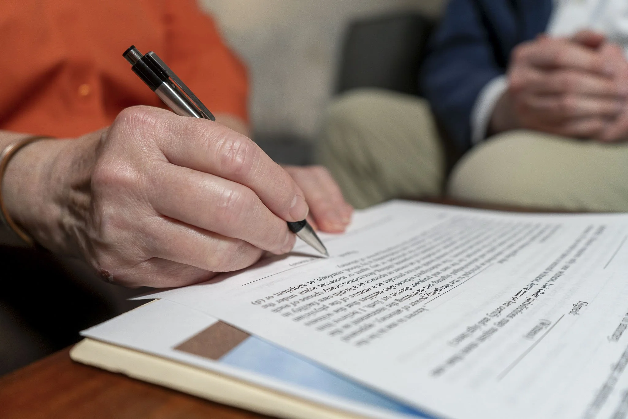 Signing legal paperwork