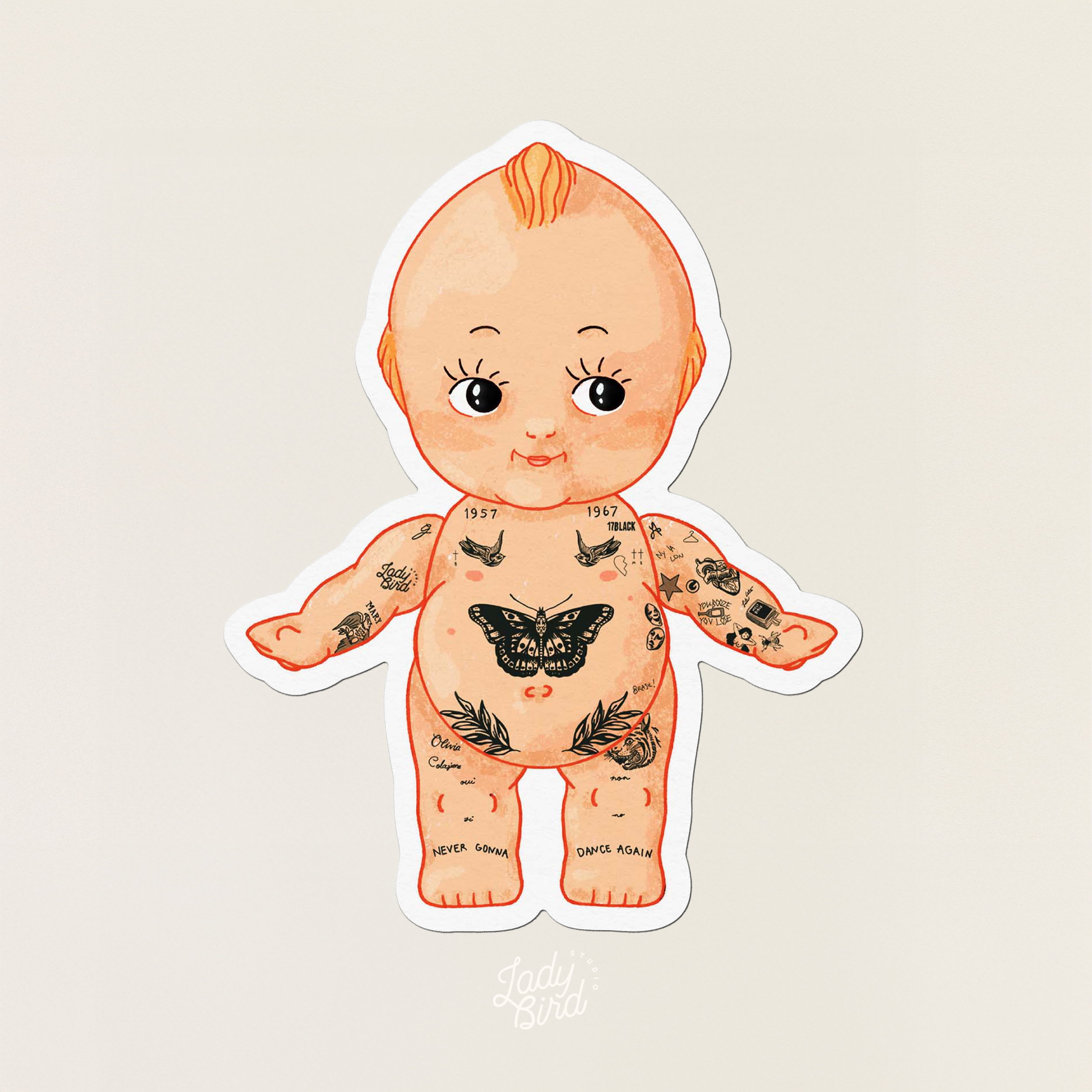 Tatted Kewpie Baby Sticker