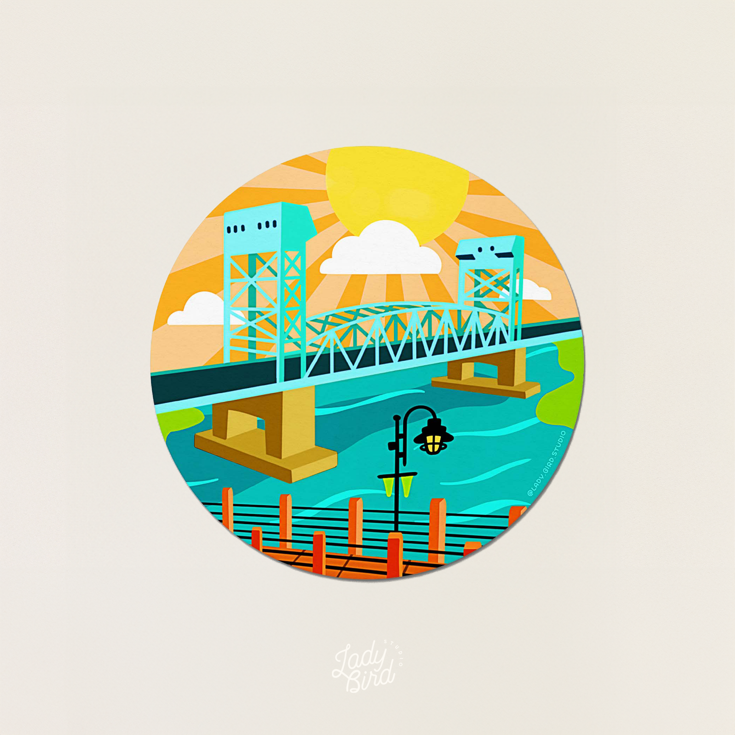 Cape Fear Memorial Bridge Circle Sticker