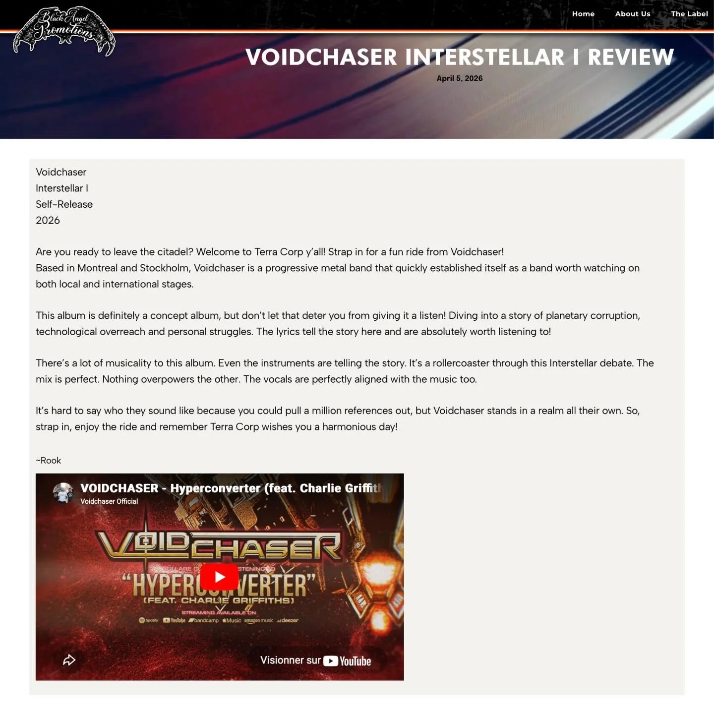 ⭐️ INTERSTELLAR I is out this Thursday and we got more reviews! Thank you so much to Black Angel Promotions for these great words about our new album.

"Definitely a concept album. The lyrics tell the story here and are absolutely worth listenin