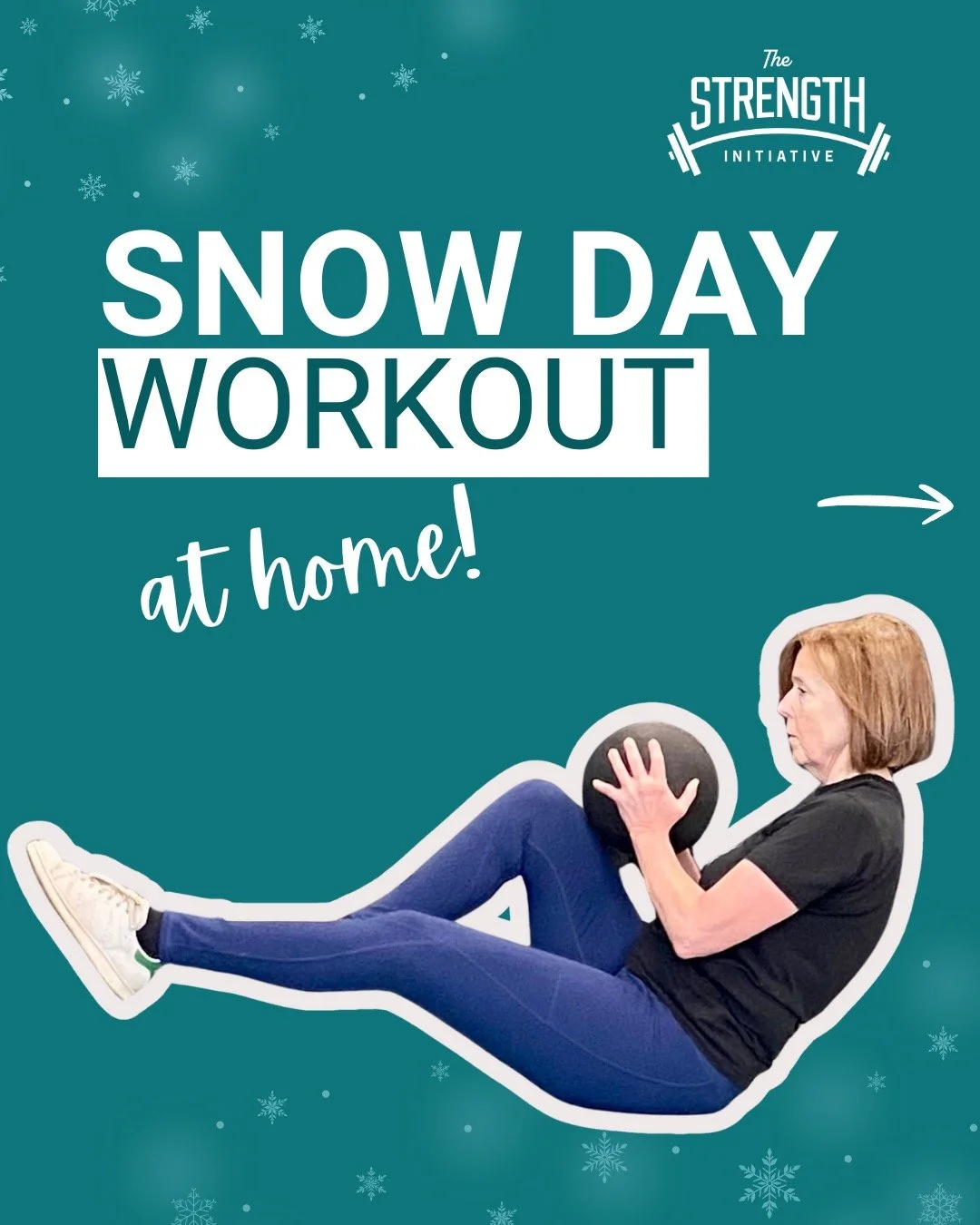 Try this SNOW DAY workout to keep up your STRENGTH at home! 💪

Warm up:
Dynamic stretching

Plyometrics (optional):
1. Pogo hops 3x20
2. Squat jumps 3x5

Workout:
3-4 rounds: 40sec&nbsp;work, 20sec rest
2min rest between rounds

1. Squats
&nbsp;- pr