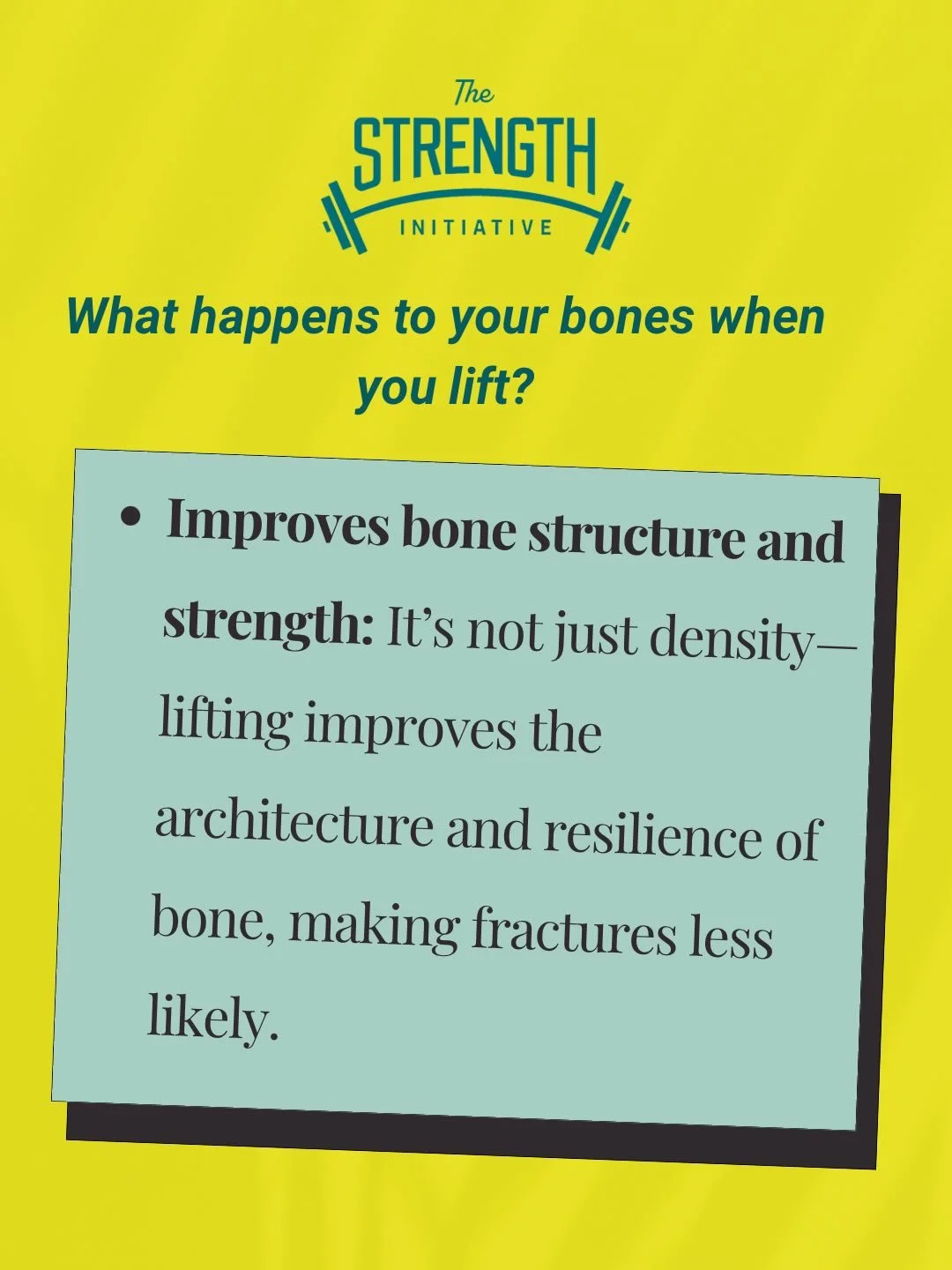 Strong bones aren&rsquo;t just about calcium&mdash;they&rsquo;re built through strength training.

As women, we lose bone density earlier and faster than we think&hellip; but lifting weights is one of the most powerful ways to protect it.

❤️ Lift he
