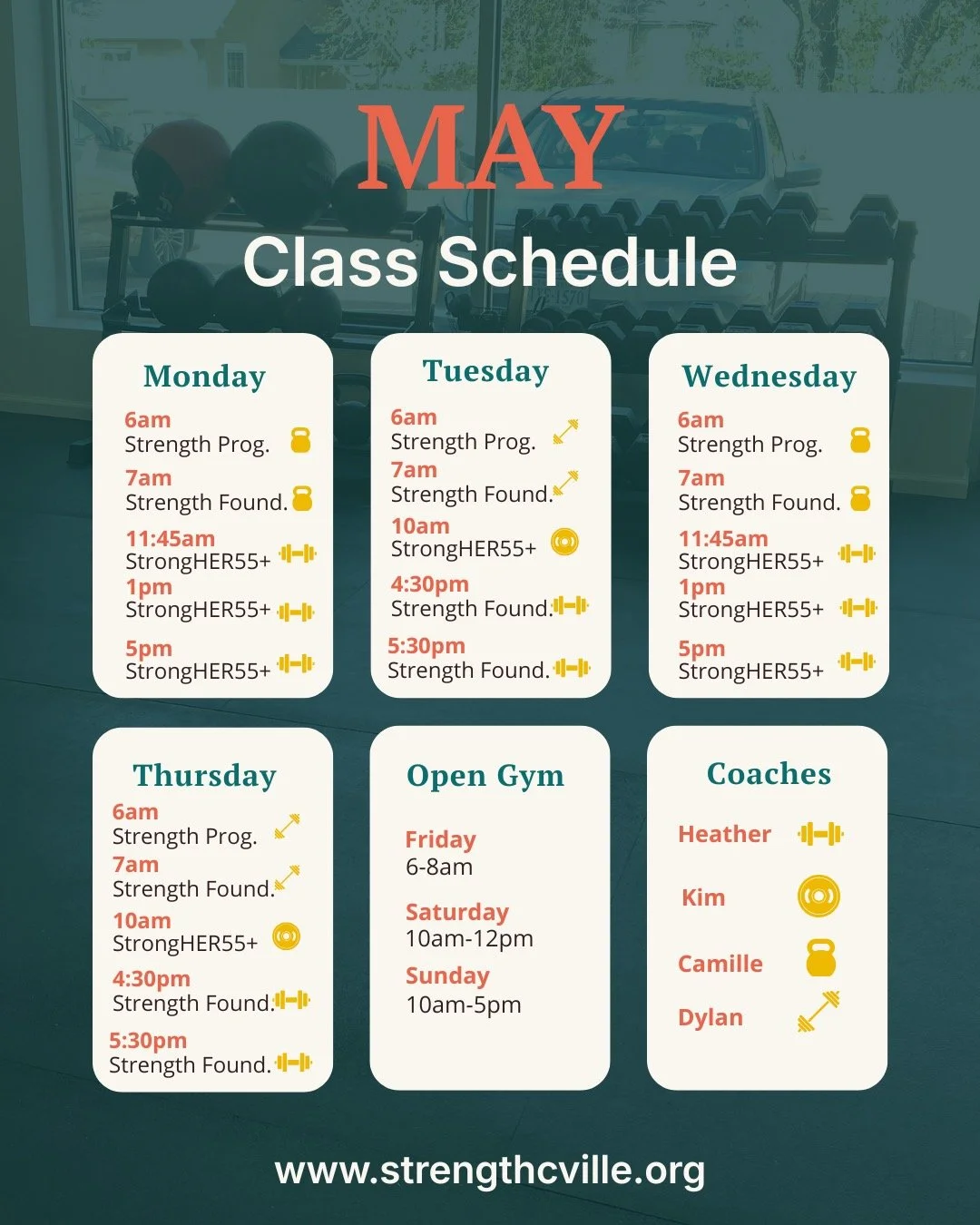More opportunities to get strong in May with new classes and instructors!