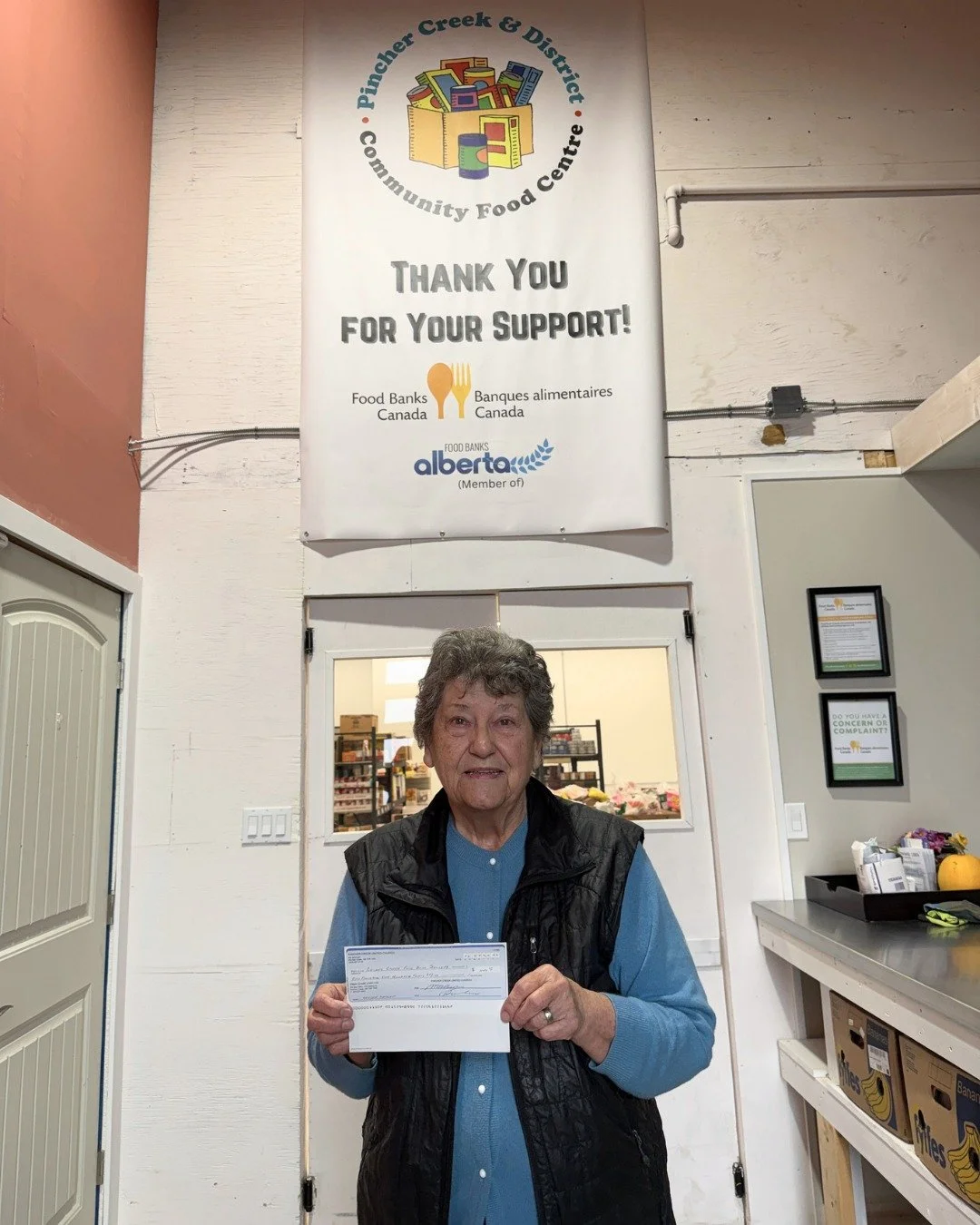 A sincere thank you to Carol Watt and the church communities that came together to support Pincher Creek Food Centre recently.

We are grateful for the care and generosity shown by the United Church, Roman Catholic Church, Anglican Church, SpringRidg