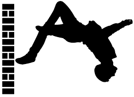 Silhouette of a person doing a breakdancing pose with the word 'HIGHLIGHT' written vertically next to them.