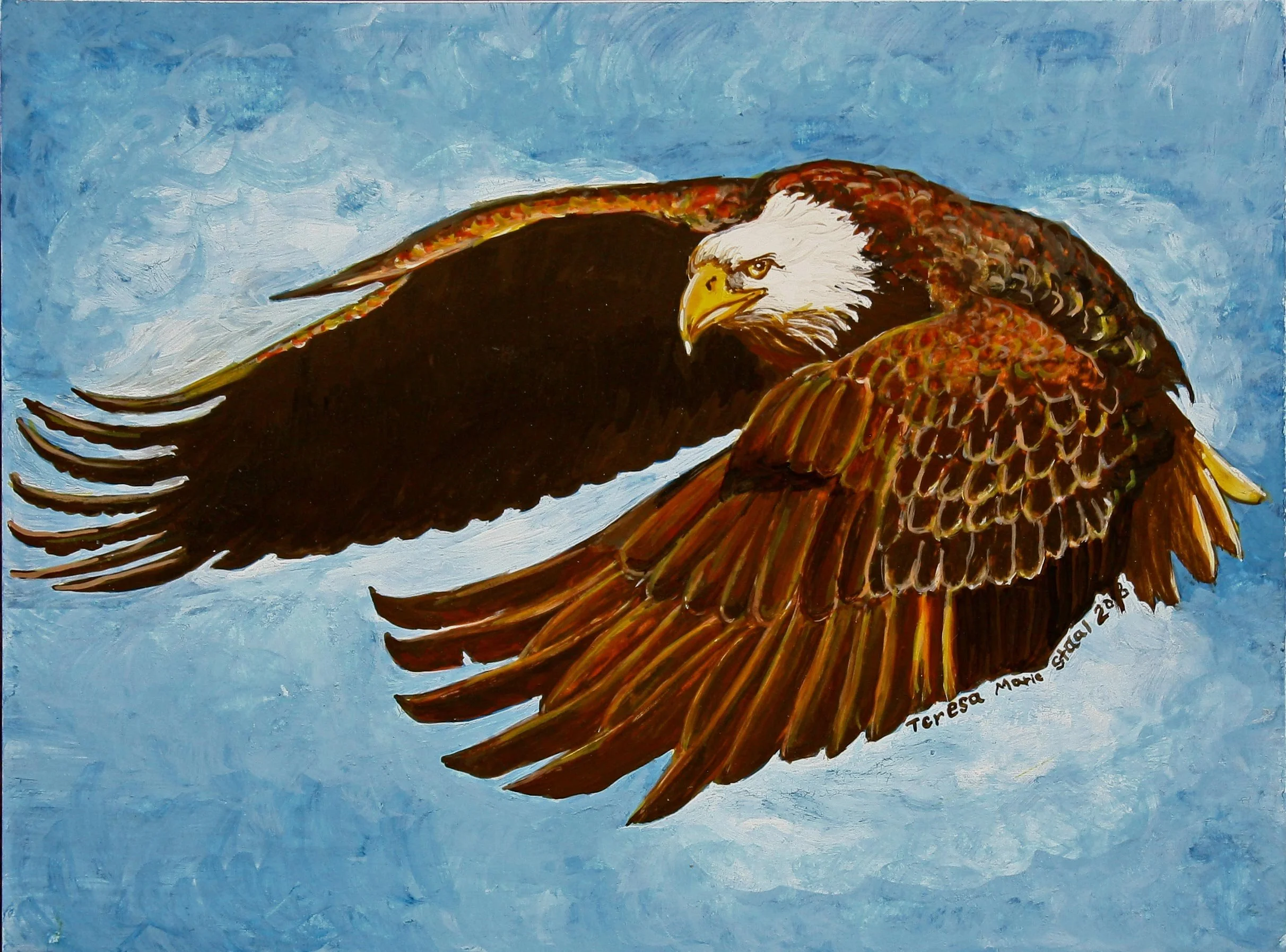 Mama Eagle, egg tempera & pigment, 11 x 14 