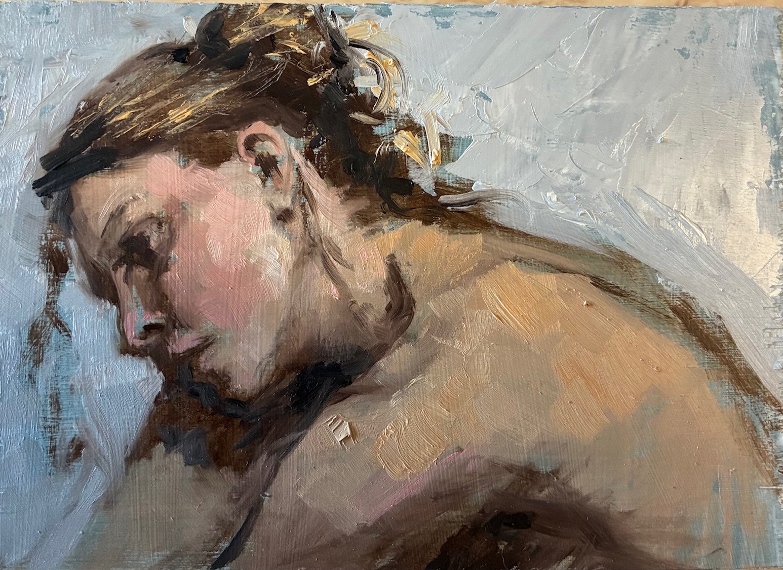 A Little One, oil, 5 x 3