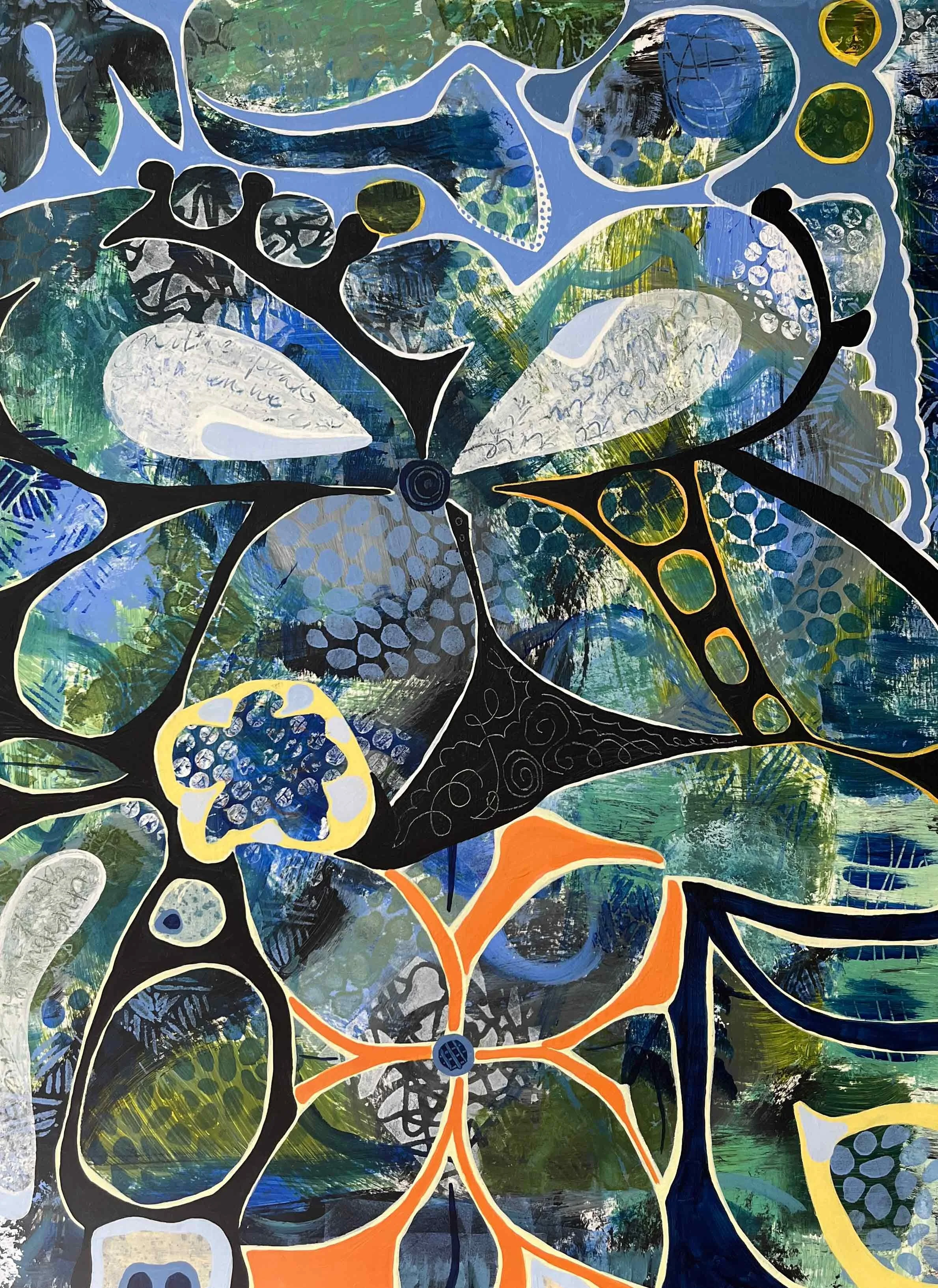 Garden Delight, 18 x 24, acrylic collage