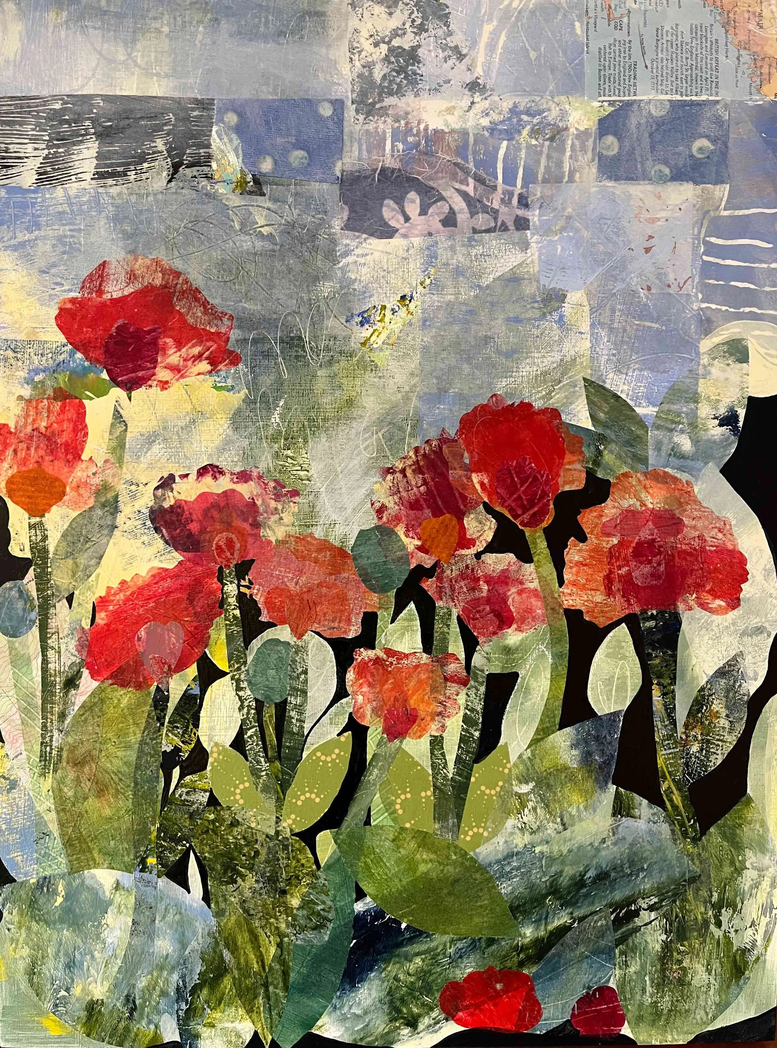 Poppy Love, 18 x 24, acrylic collage