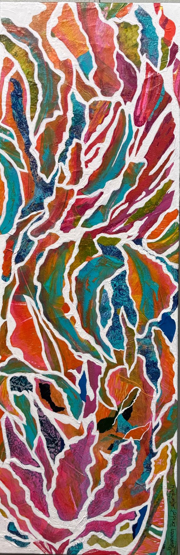 The World is Wiggly, 8 x 24, monotype collage