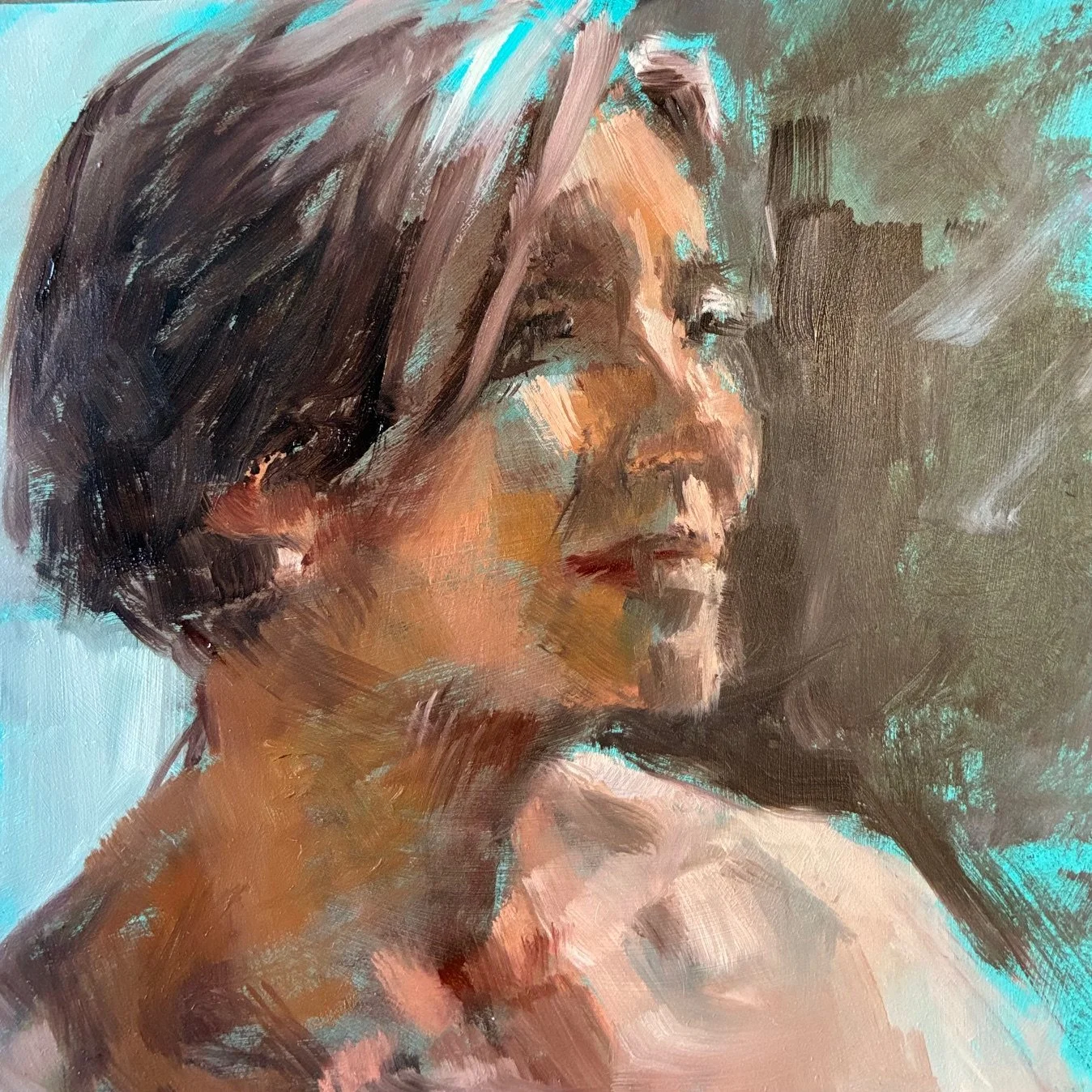 Edwina, oil, 6 x 6