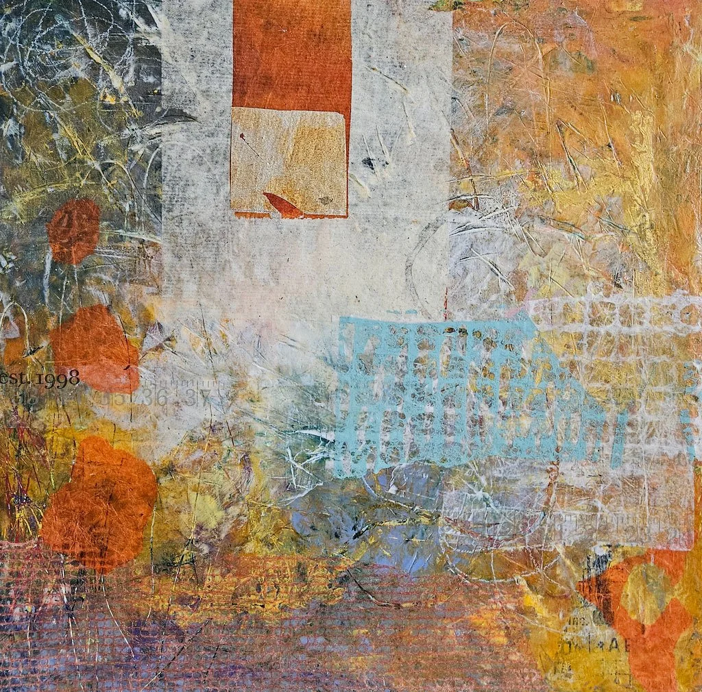 Est. 1998, oil and cold wax, 12 x 12