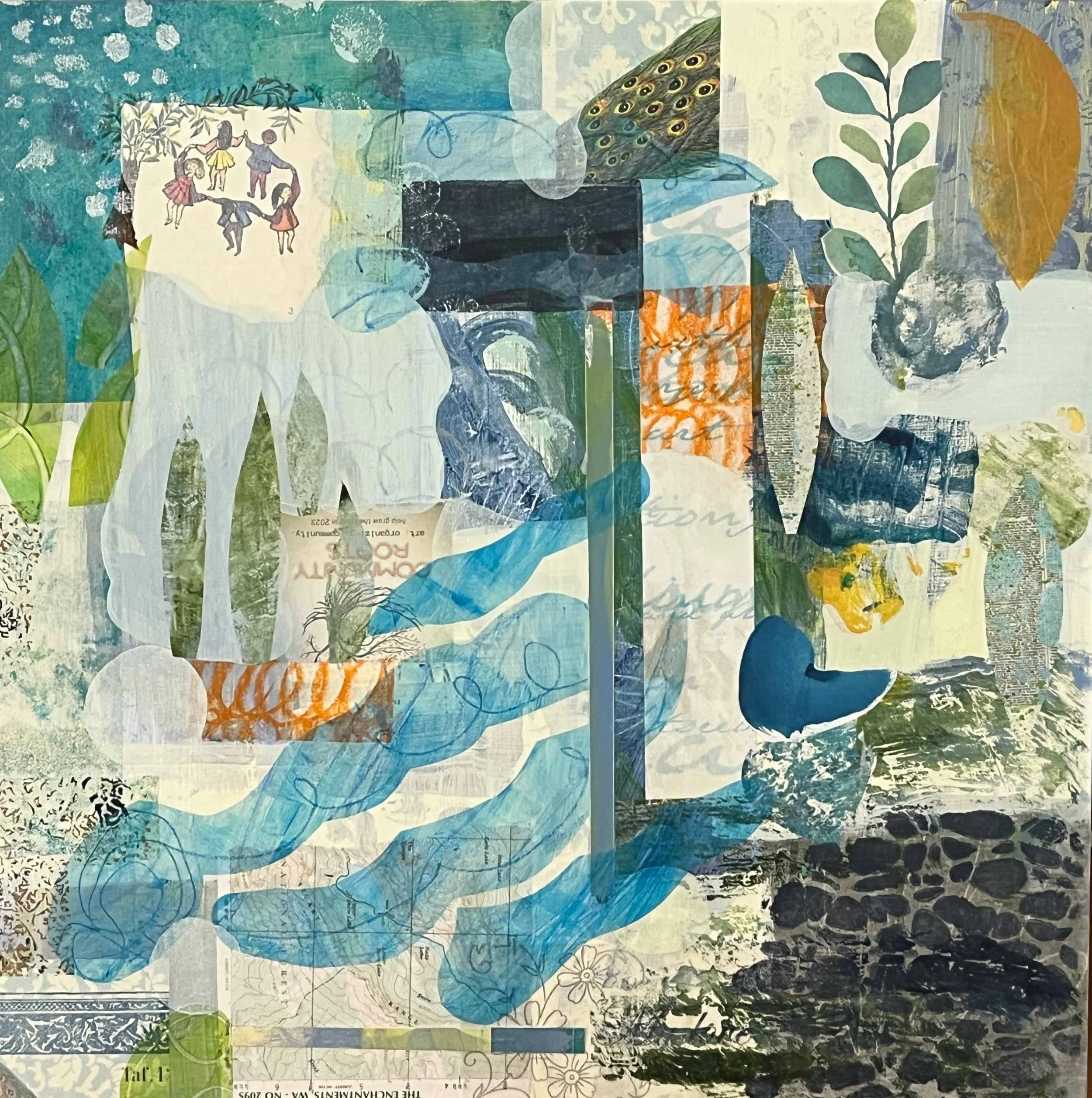 La Primavera, 20x20, acrylic collage