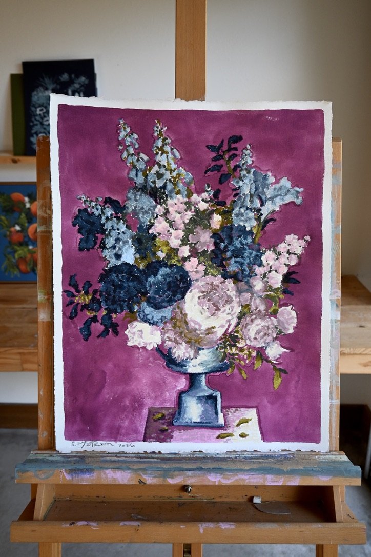 Plum Arrangement III - 16x20.5"