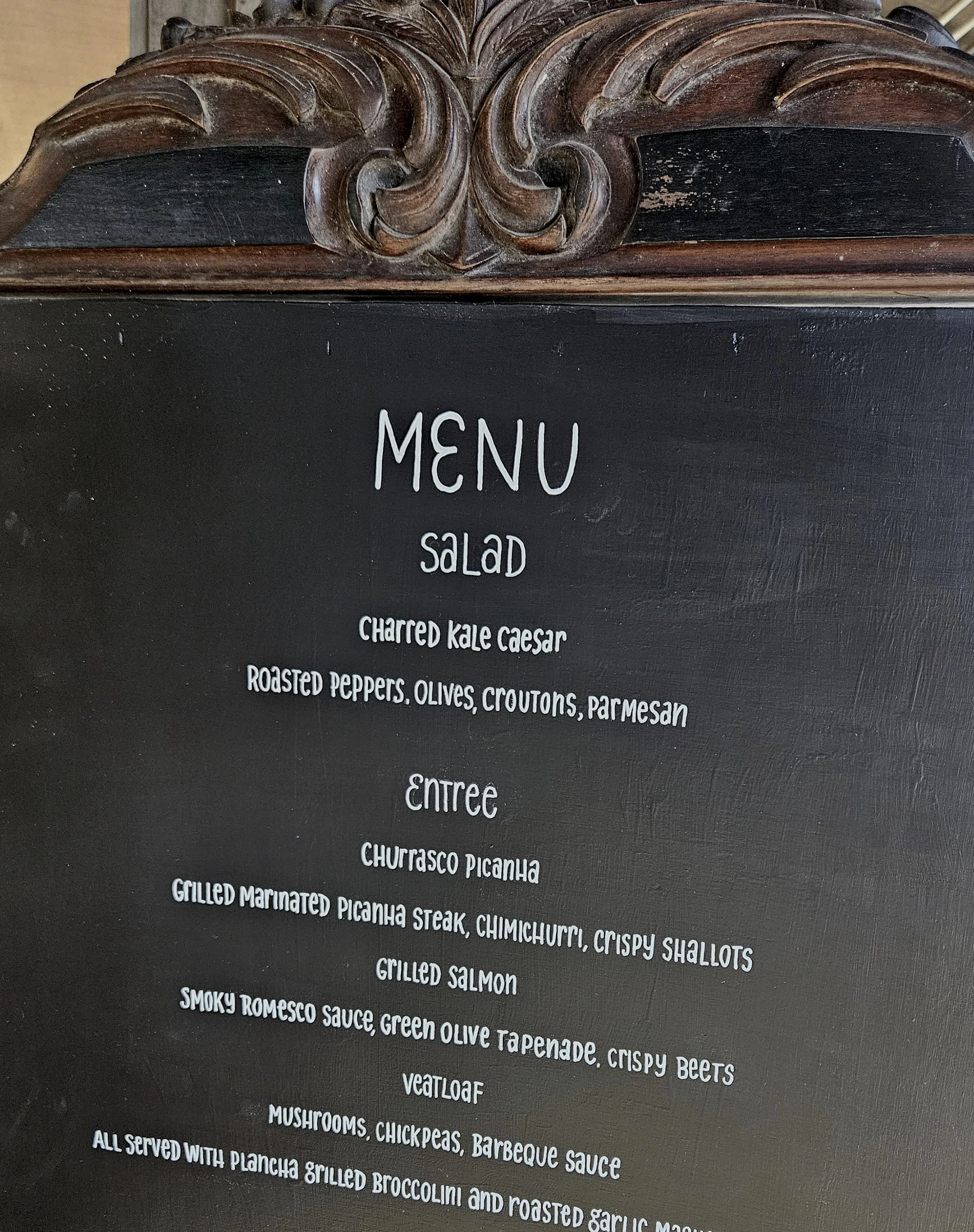 Close up of Custom Menu Sign