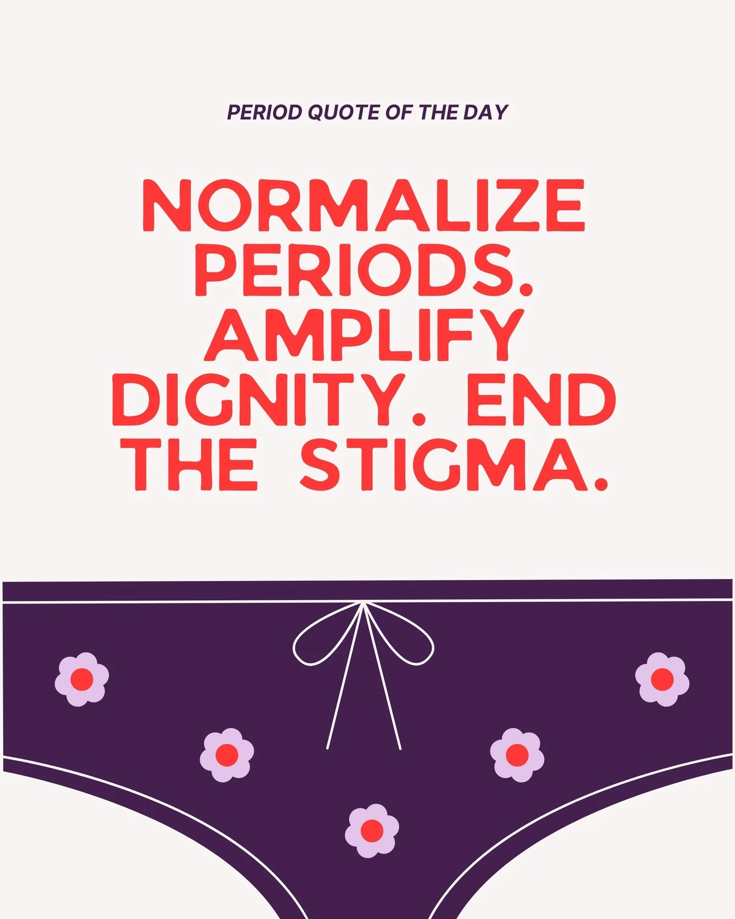 Period poverty is real! 

It affects millions of people who lack access to menstrual products, safe sanitation, and education.

When periods are stigmatized, people miss school, work, and basic opportunities.

 Normalizing periods isn&rsquo;t just ab