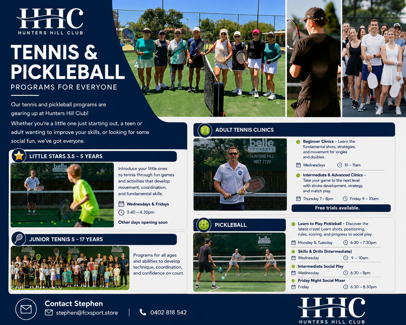 TENNIS, PICKLEBALL, CLINICS &amp; SOCIALS