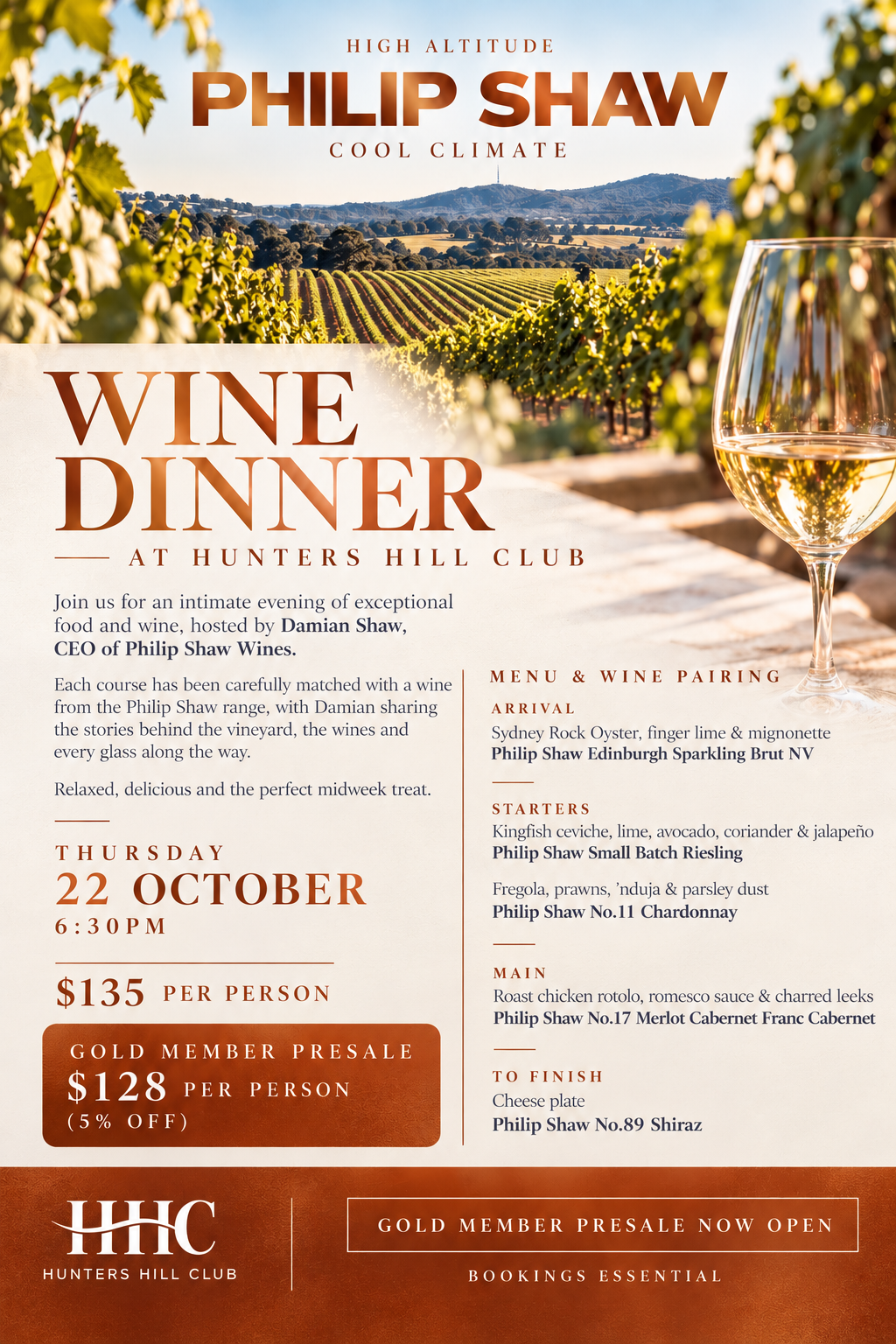PHILIP SHAW          WINE DINNER