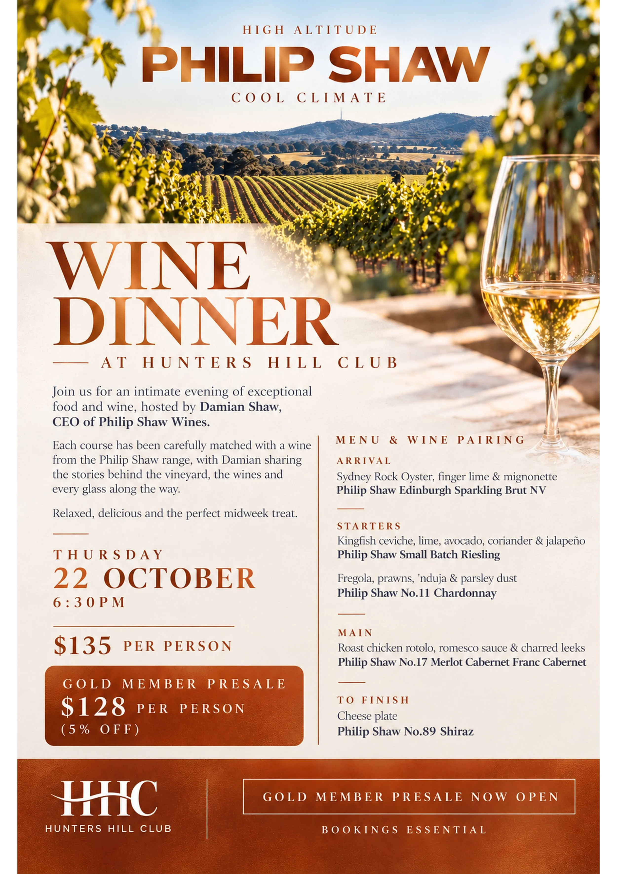 PHILIP SHAW          WINE DINNER