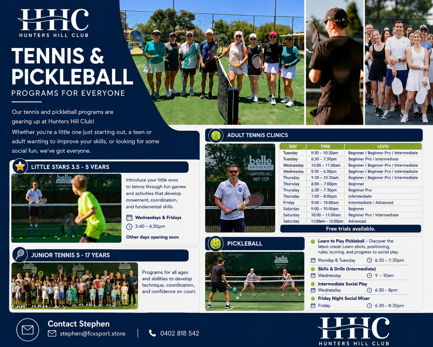 TENNIS, PICKLEBALL, CLINICS &amp; SOCIALS
