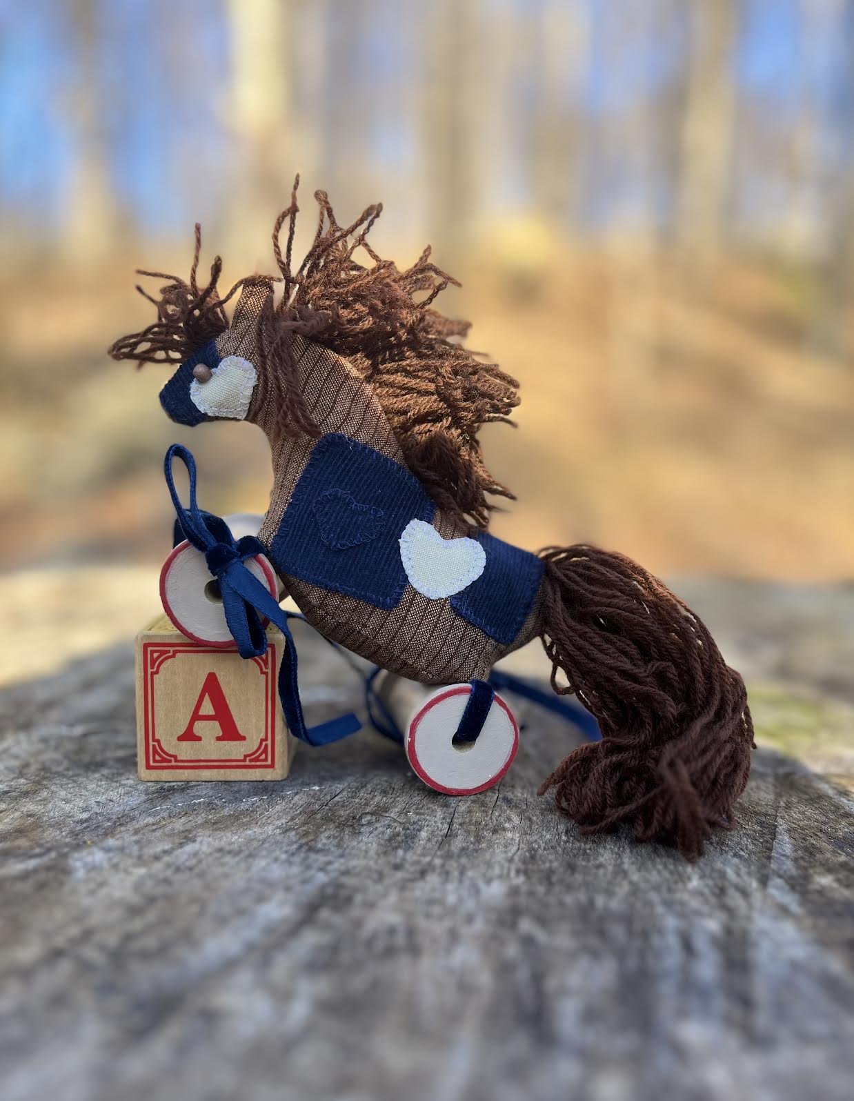 Handmade Ivory Heart Patch Spool Pony