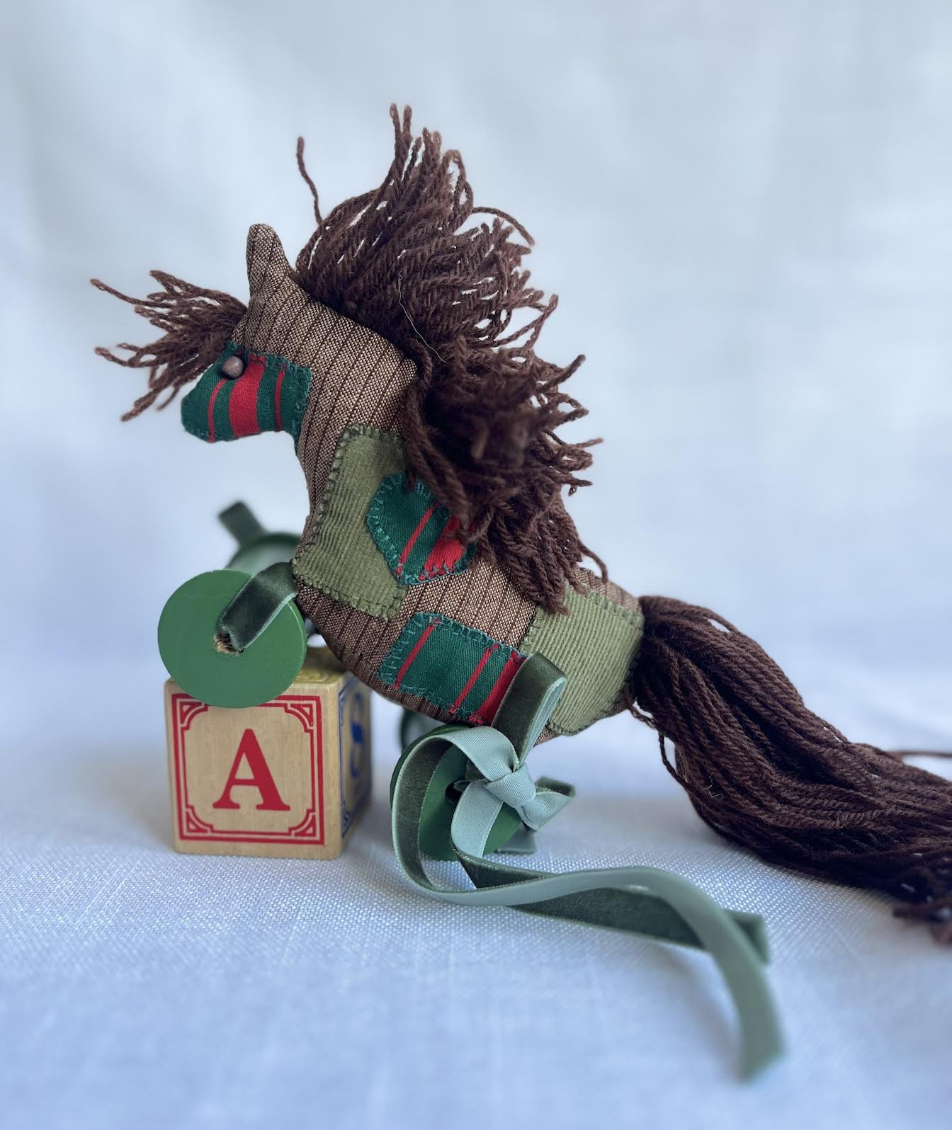 Handmade Olive Patch Spool Pony