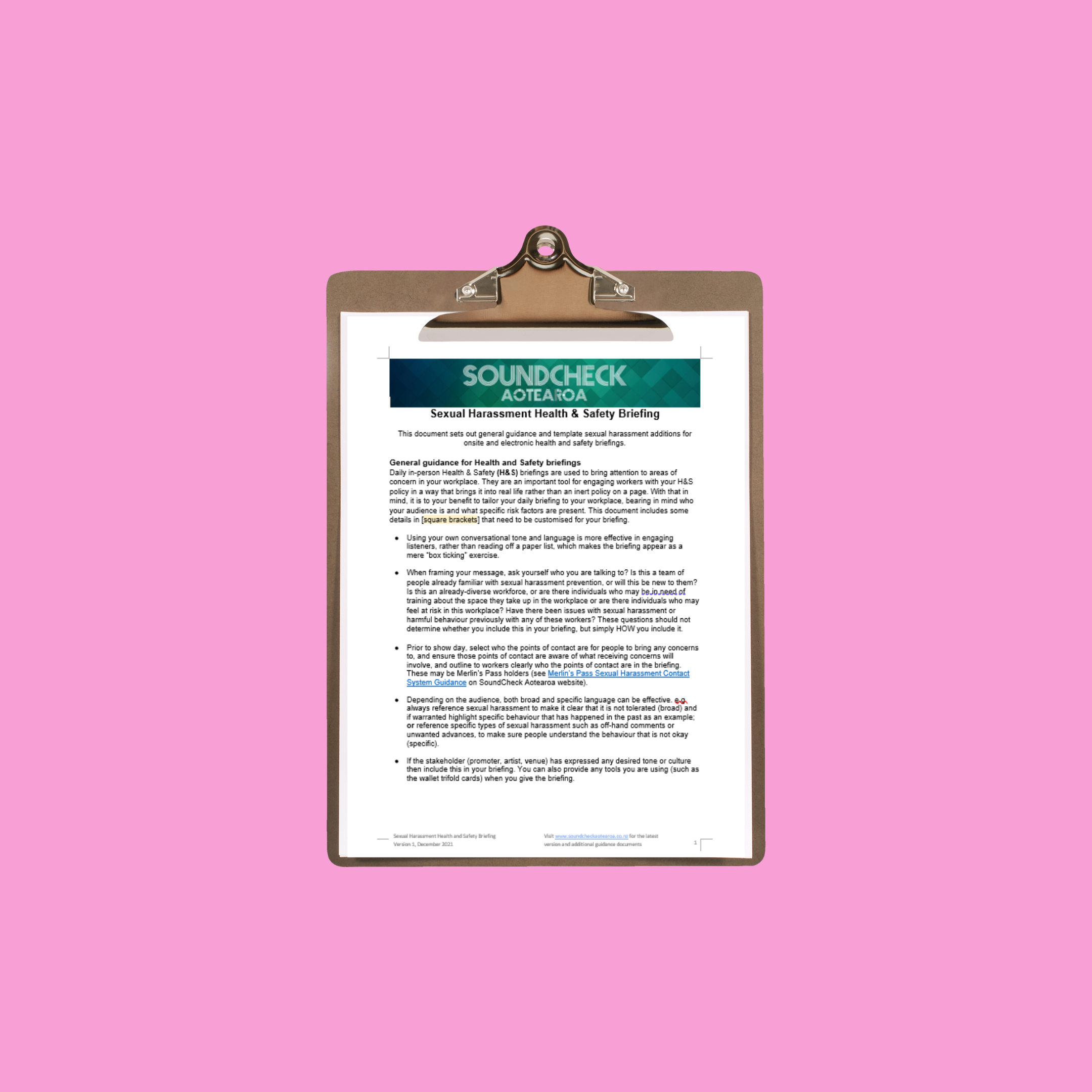 Document on brown clipboard