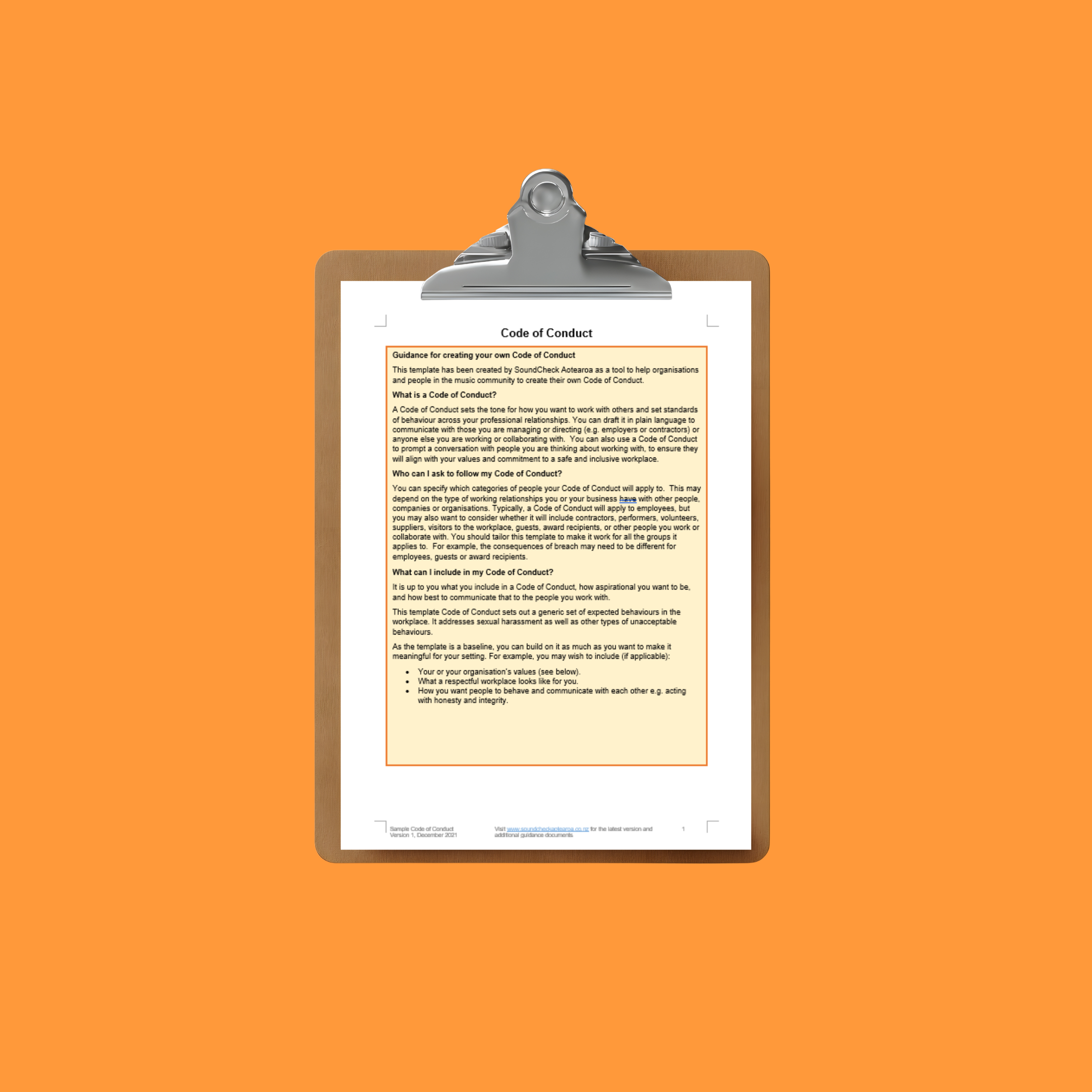 Document on a clipboard