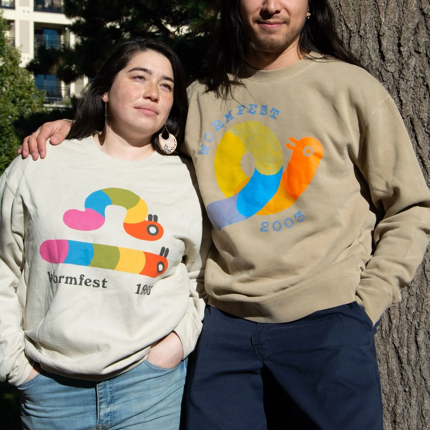 Meet your friend in the park in your WORMFEST SWEATER 
 and someone might say to you “what’s wormfest? I wanna go!” And you’ll have to tell them it’s made up, but gosh what if it wasn’t!? 
Wormfest 1993 is BACK O