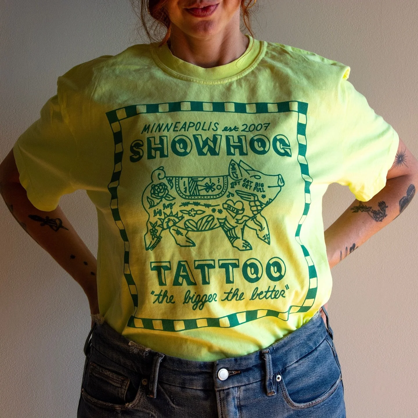 Showhog Tattoo est. 2007 💫

Limited quantity tees available online rn for this very real* tattoo shop. 

*not real 

#tattooshirt #tattoolovers #artshop #shopsmall #twincities #pig #piglover