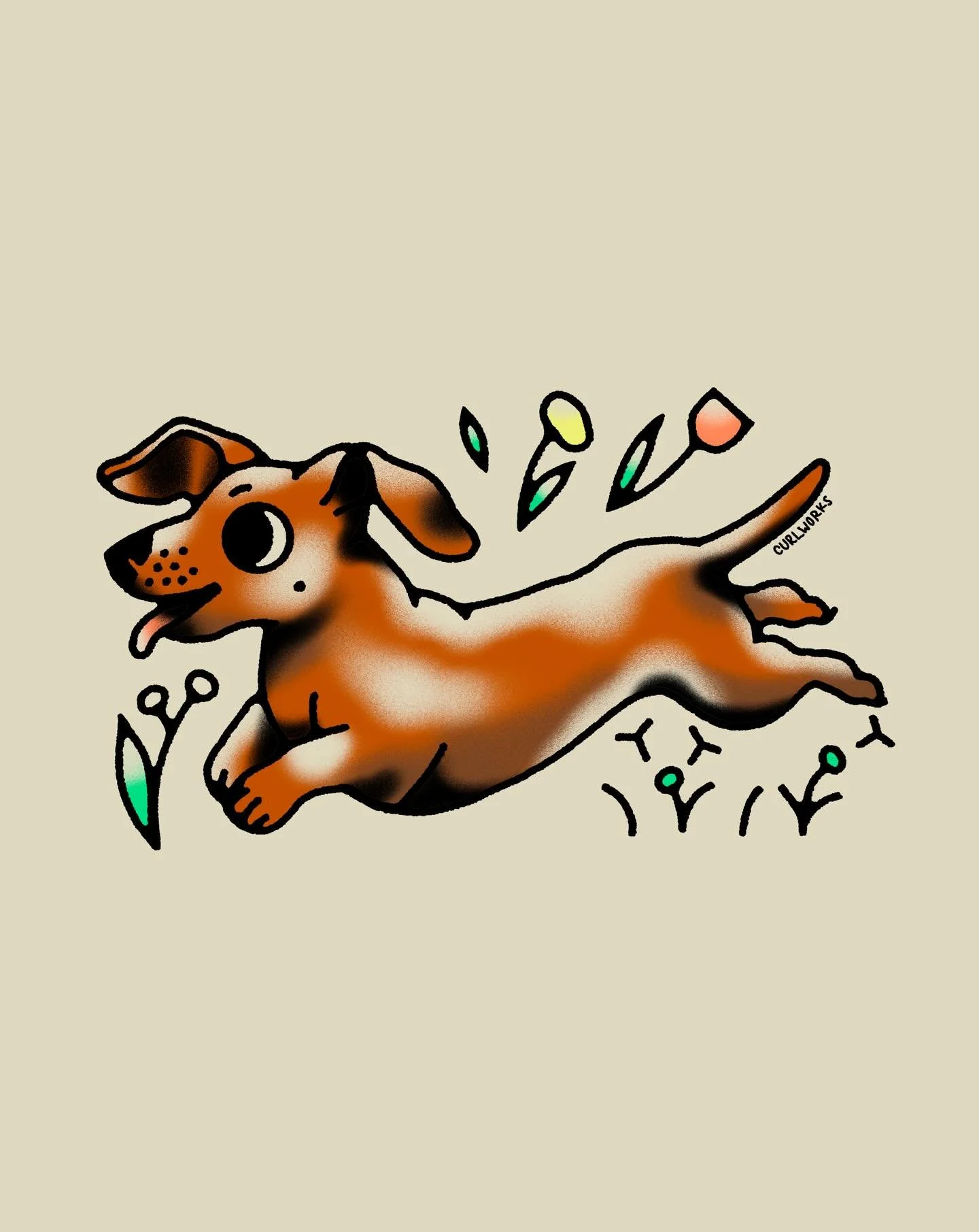 Wiener time!
A happy wiener flying thru the air. This is our sticker of the month for November! You&rsquo;ve got until Monday to sign up over on our website. I hear sticker club subscriptions make great gifts.... 

Additional wiener photos as request