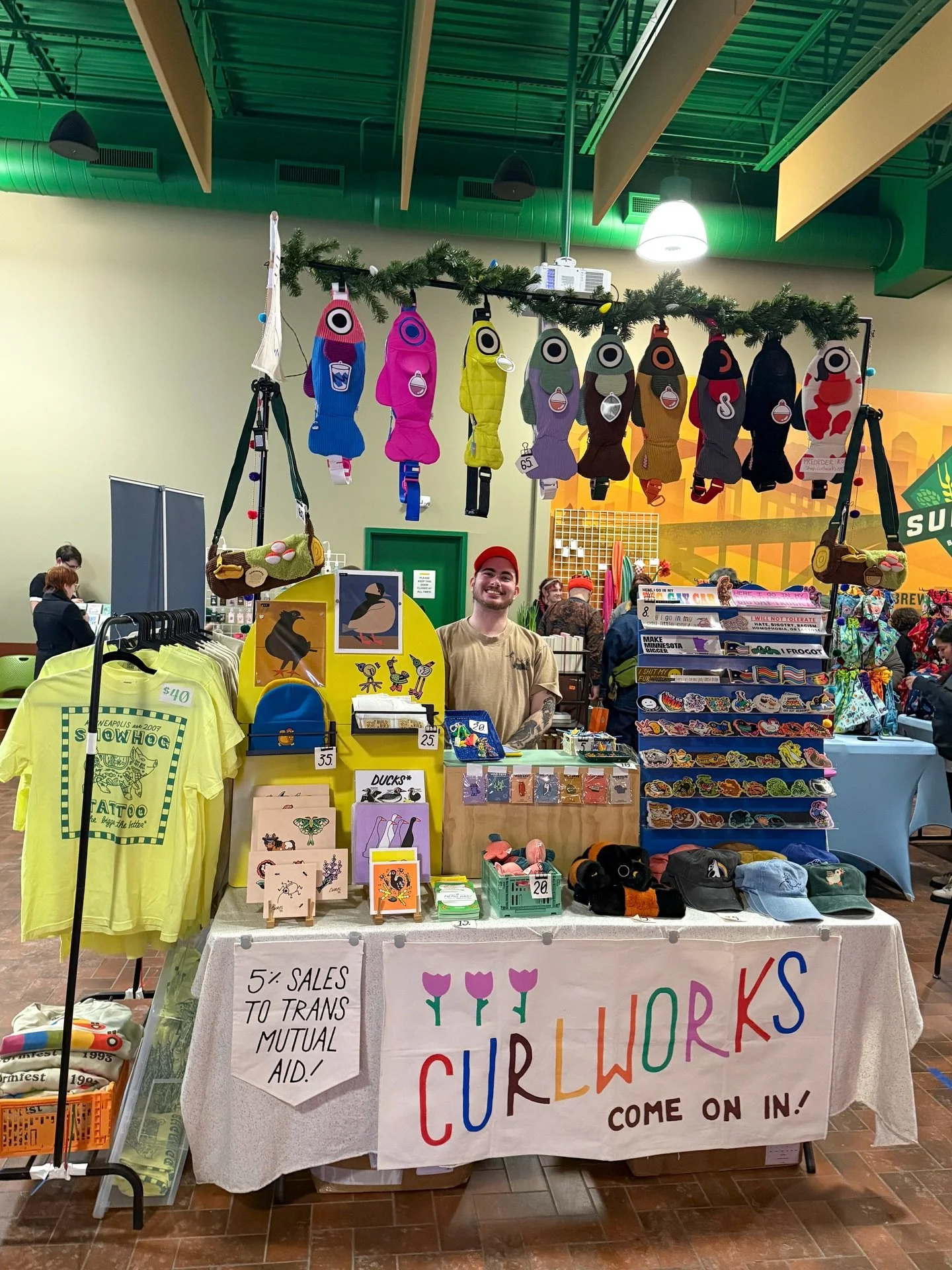 Thanks everyone who stopped by tonight! 🌈We are back at the @queerholidaymarket tomorrow Friday, Dec 12th from 5pm - 9pm! 

We still have some of each fish bag, the new flower keychains and some of @keaton_vh prints! 🦆

#pride #queer #holidaymarket