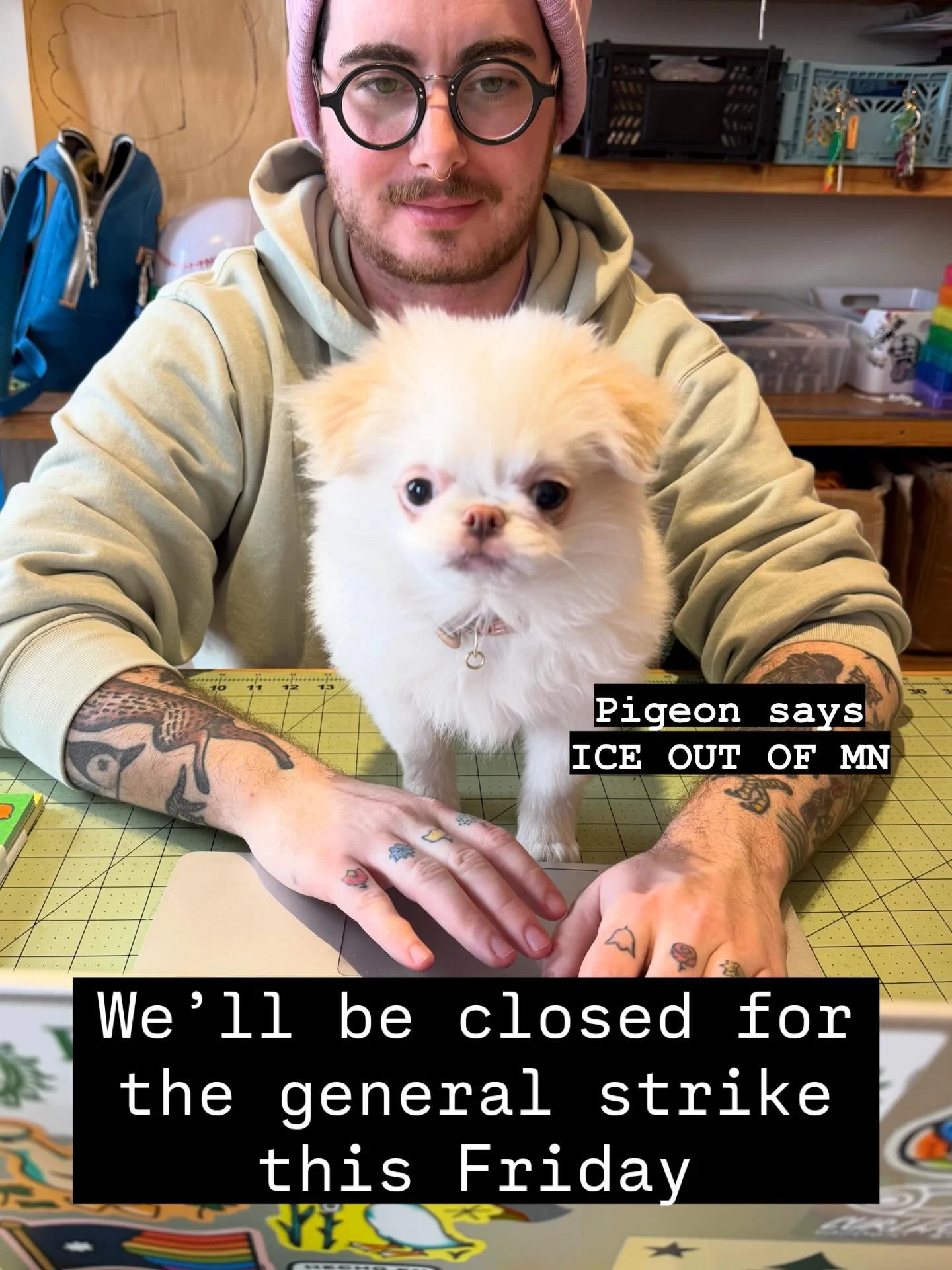 Thanks for letting me borrow your puppy @earthenjoy 

The shop (wholesale and curlworks.net) will be closed Jan 23 in observance of the general strike. If you really wanna give away some money send it to @tctransmutualaid or @miracmn 

ICE get out!