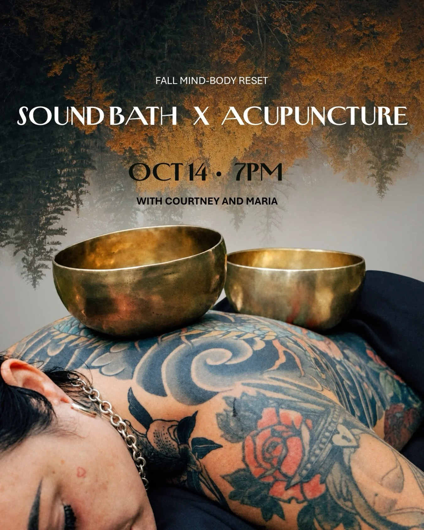 For those of you that missed out on our first Soundbath X Acupuncture - we have brought another date by popular demand!

Sound Bath x Acupuncture
 October 14th @ 7:00 PM

Join Courtney and Maria in creating space this Harvest Moon for an immersive mi