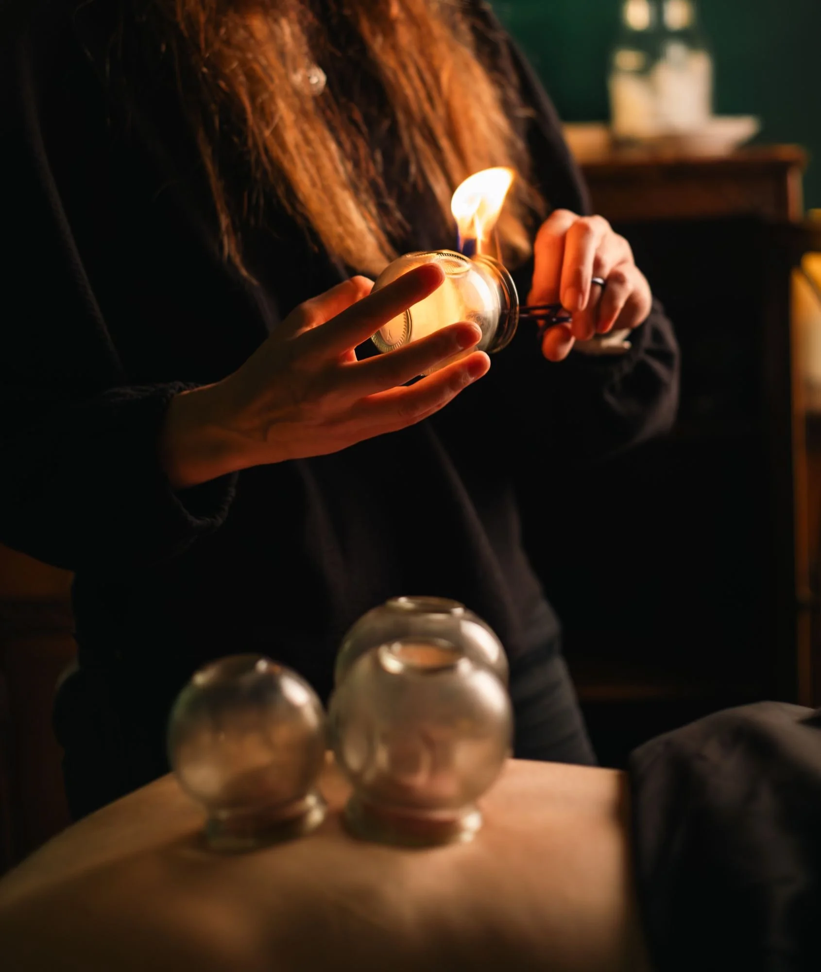 Traditional fire cupping therapy at The Den Wellness Collective in Vancouver