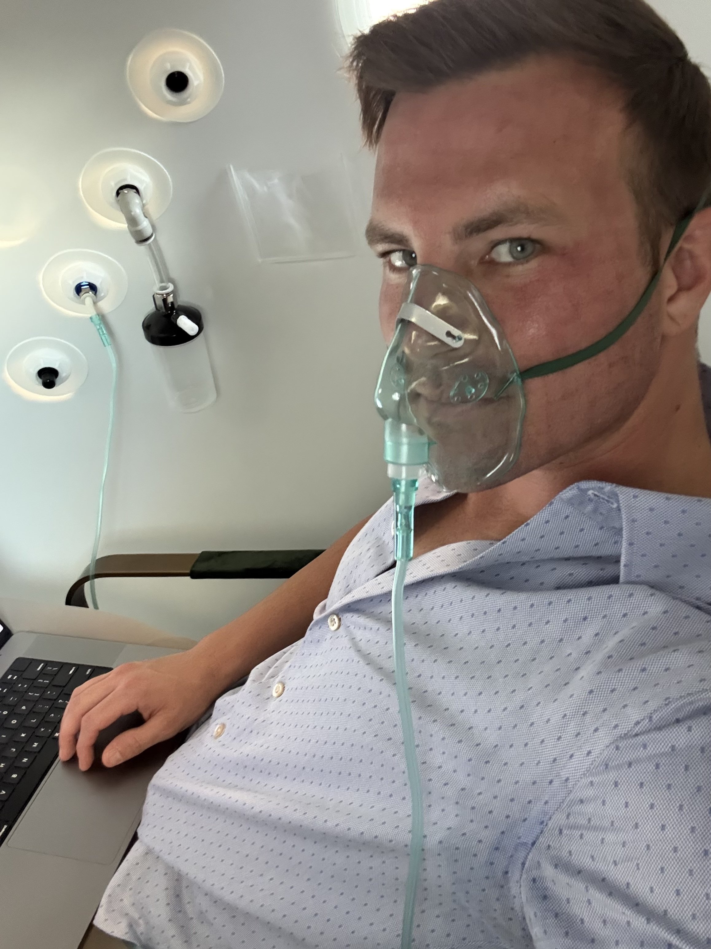 CoolPeel recovery at 24 hours with visible redness during a complimentary 60-minute hyperbaric oxygen therapy session