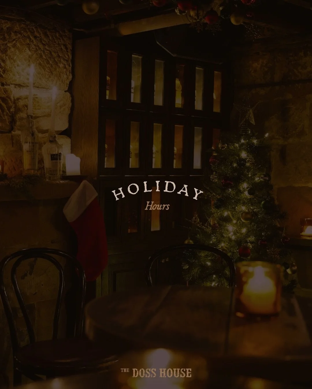 Holiday Opening Hours, because the season&rsquo;s best moments are shared over good whiskey and live music 🕯️

Join us underground at The Doss House this Christmas for cosy nights, festive tunes, and cheer 🥃