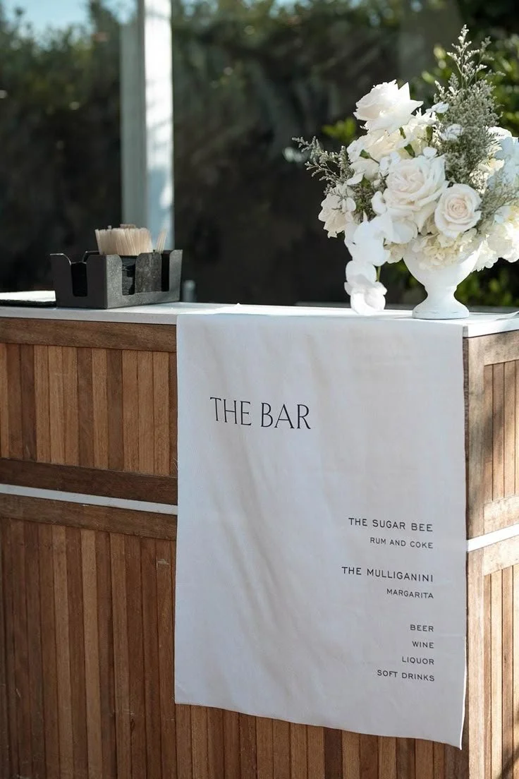 Emery Linen Bar Banner __ Linen Wedding Sign __ Fabric Wedding Sign __ Welcome Wedding Sign __ Custom Signage.jpeg