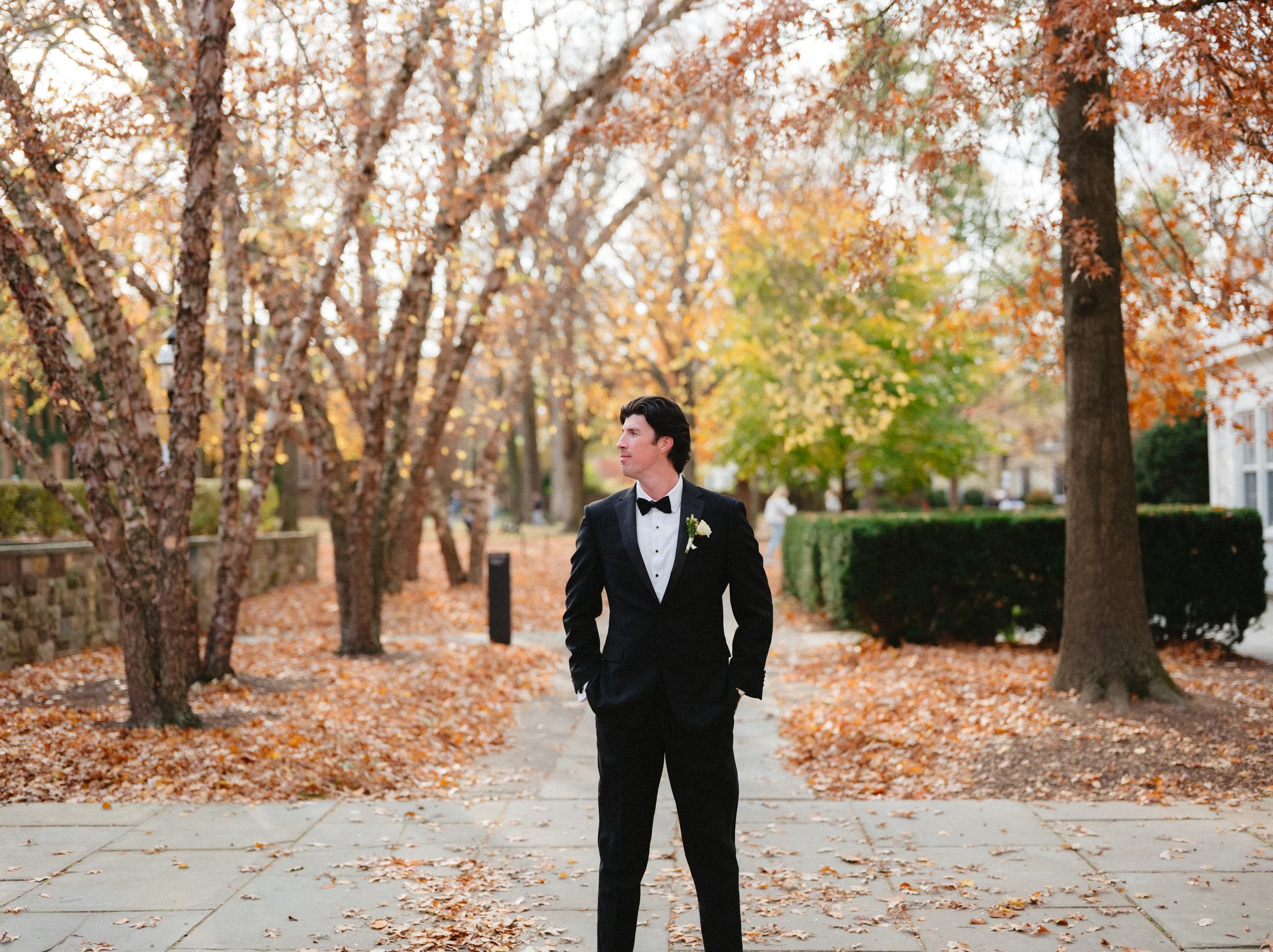 NASSAU INN PRINCETON NJ Venue-groom posing outside alone.jpg