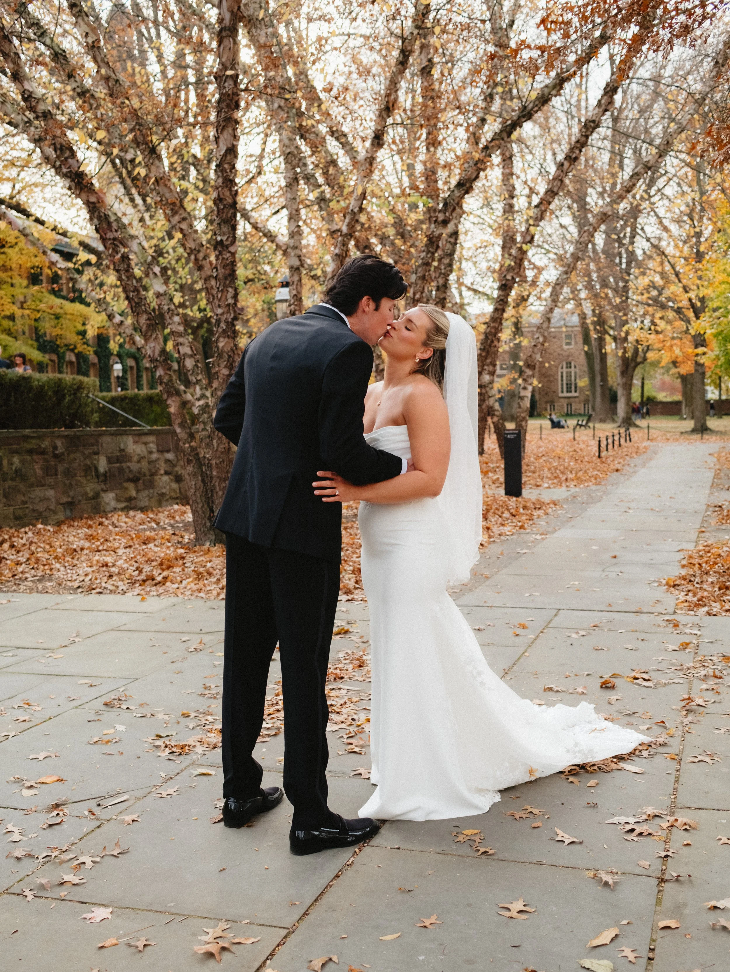NASSAU INN PRINCETON NJ Venue-bride and groom kissing outside.jpg