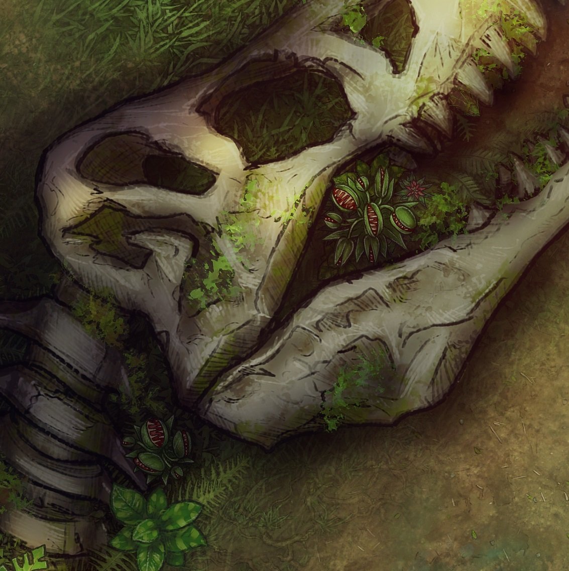 bonus encounter? added hazard? there are some venus fly traps hidden in/around the skull!
