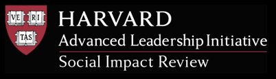Harvard Advanced Leadership Initiative and Social Impact Review logo with Harvard shield