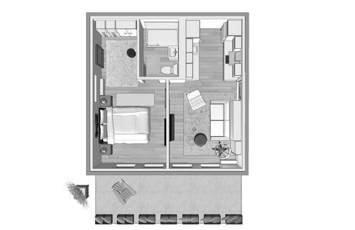 accessory dwelling unit builder 1 bedroom garage ADU floor plan