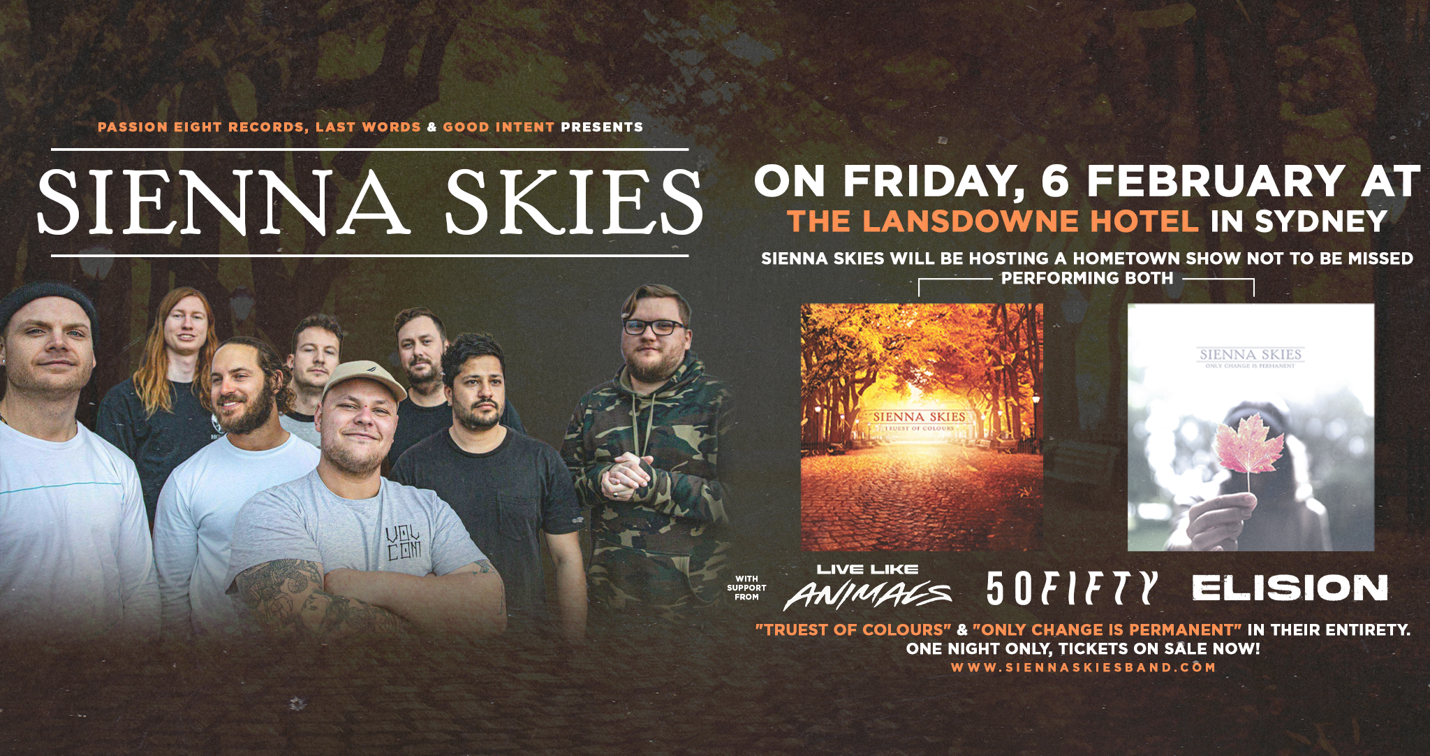 Sienna Skies at The Lansdowne Anniversay show poster with Live Like Animals