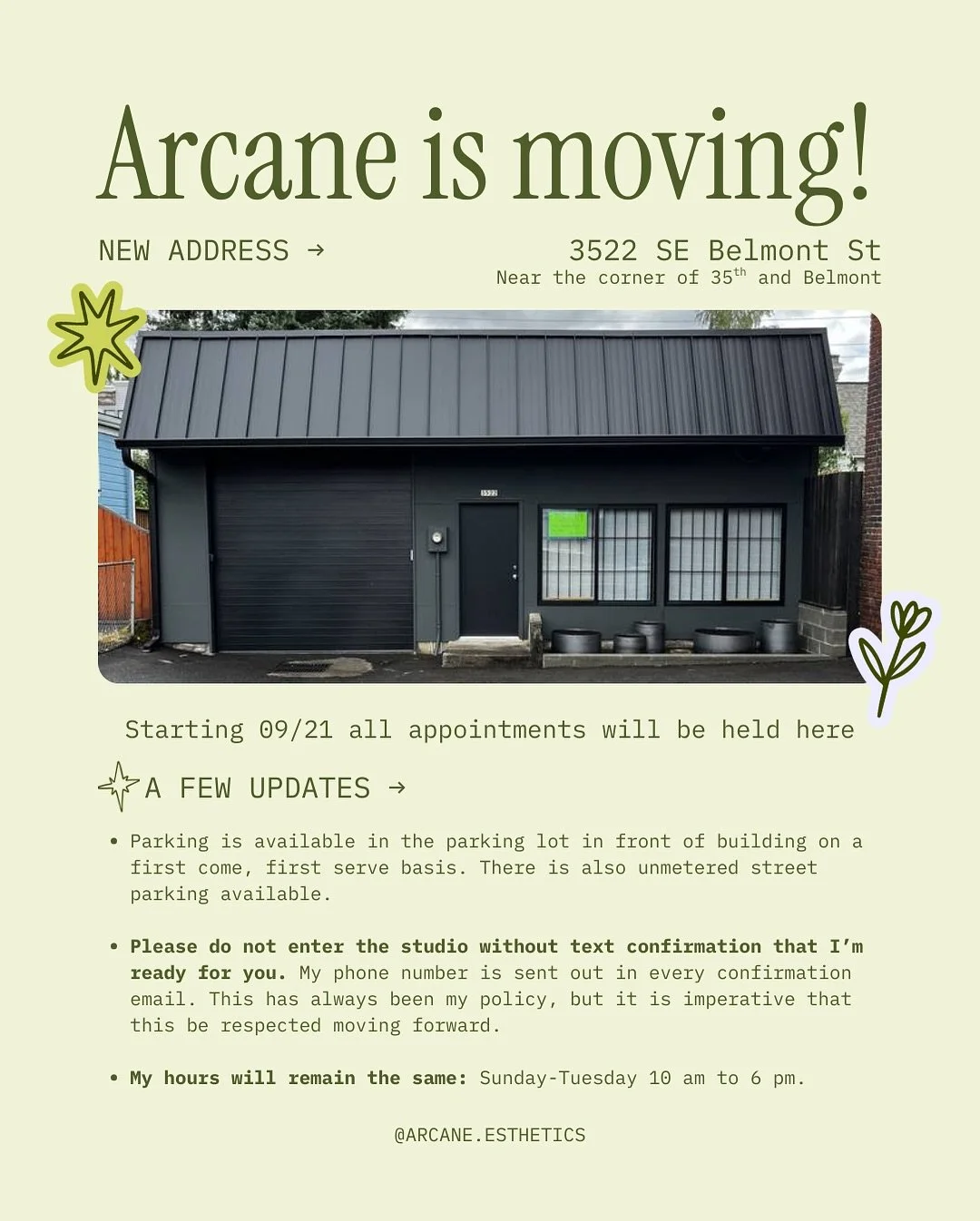 @glowwithcheri and I found the cutest little retail spot, right up the street 💚

09/21 will be my first day in the new space! you&rsquo;ll get a reminder text the morning of your first appt in the new location. i can&rsquo;t wait for you to see it ?