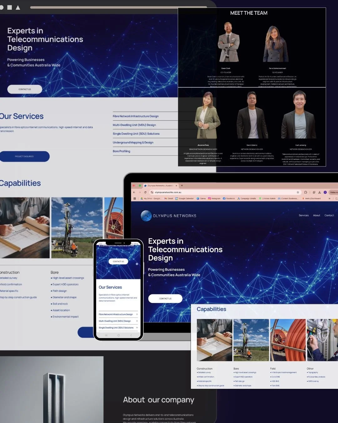 Website in a week deigned for a telecommunications company targeting construction, trades, network and nbn services. Corporate website for service-based business in Australia