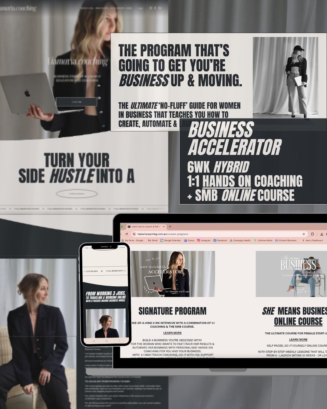 Website design for digital marketing and coaching business with branding and marketing, online courses, automation and business systems. websites in a week for service-based business in Australia
