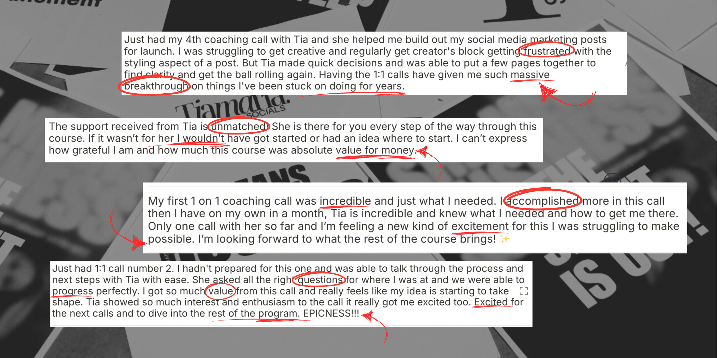 women in business testimonials of progress and success